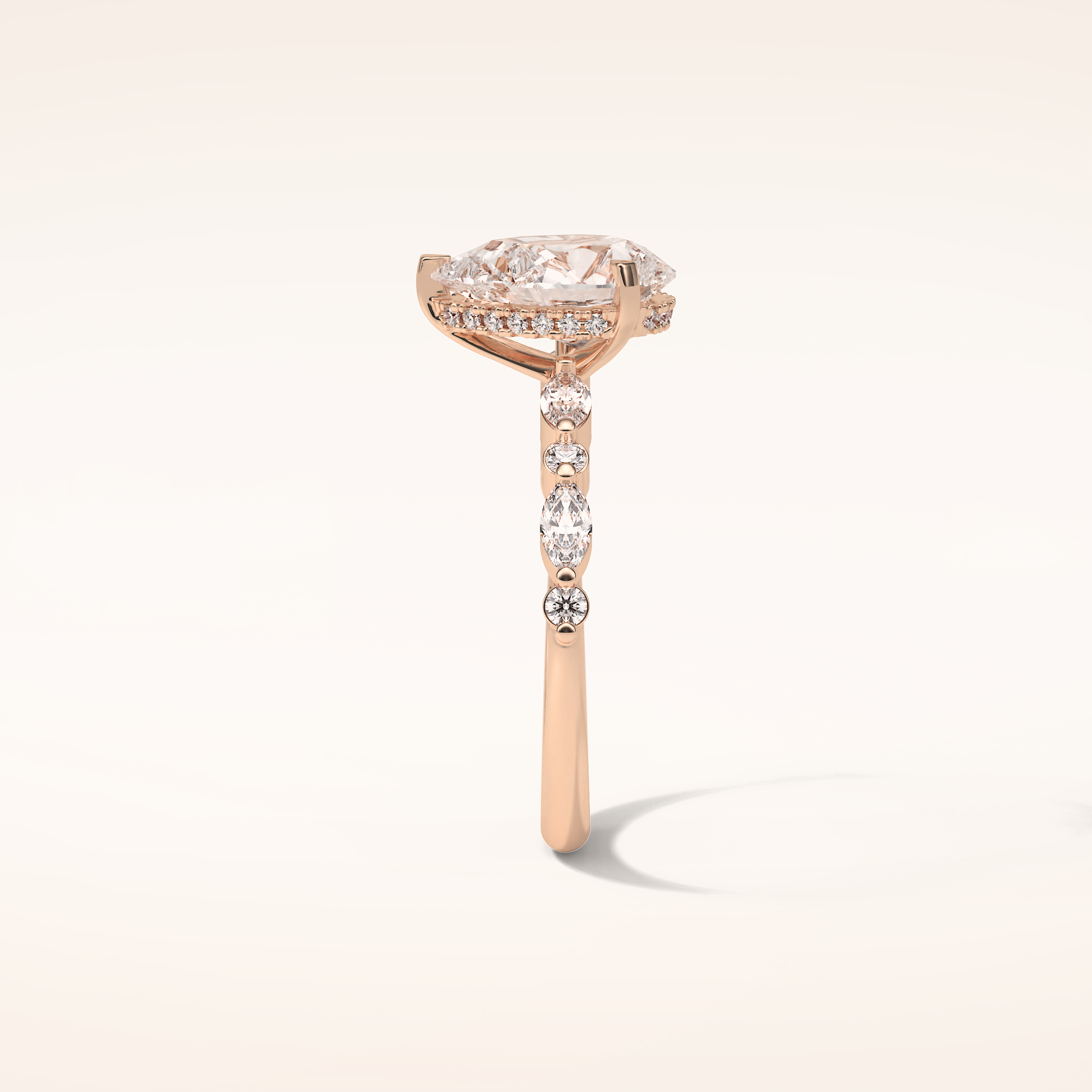 1.93 CT Pear Shaped Pave Moissanite Engagement Ring