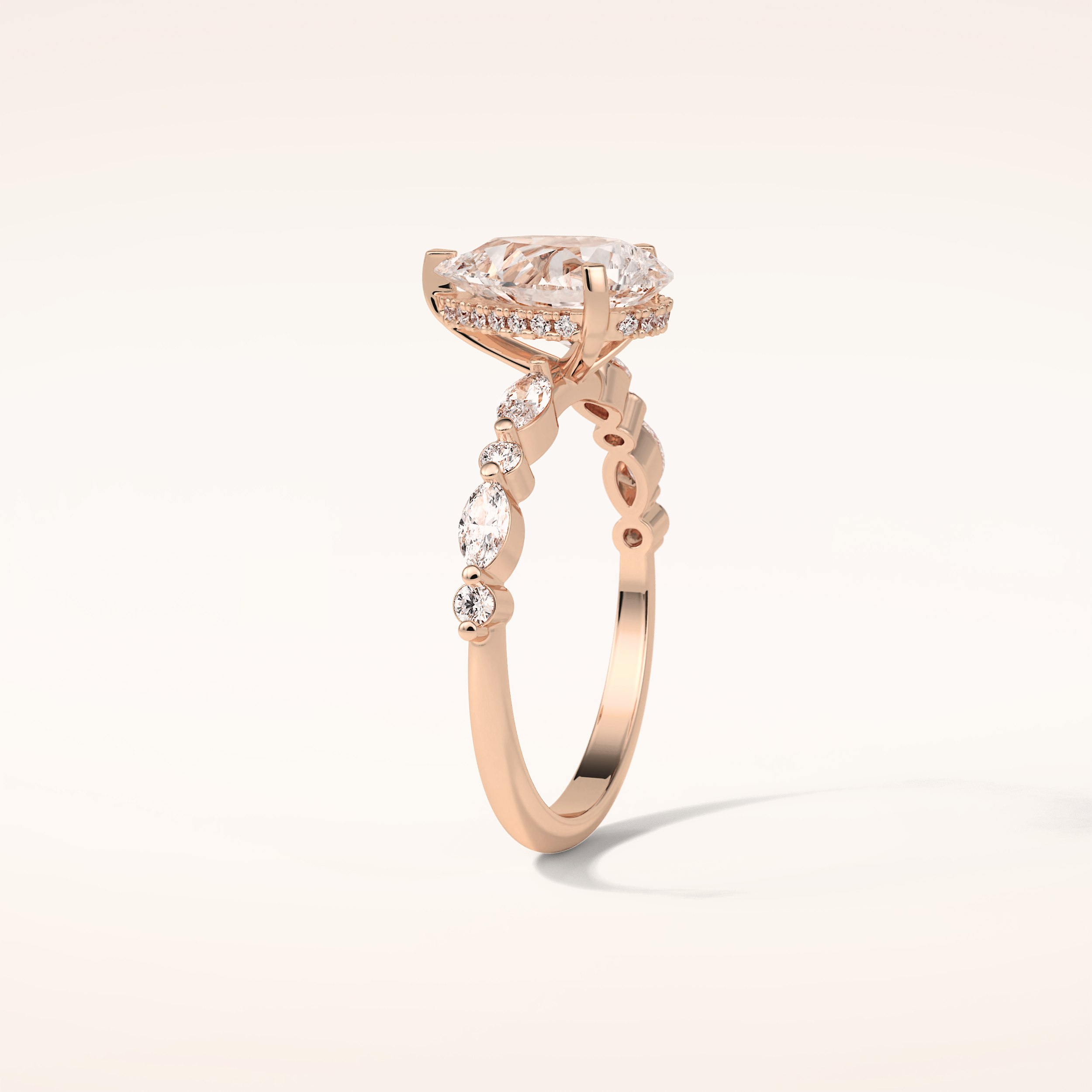 1.93 CT Pear Shaped Pave Moissanite Engagement Ring