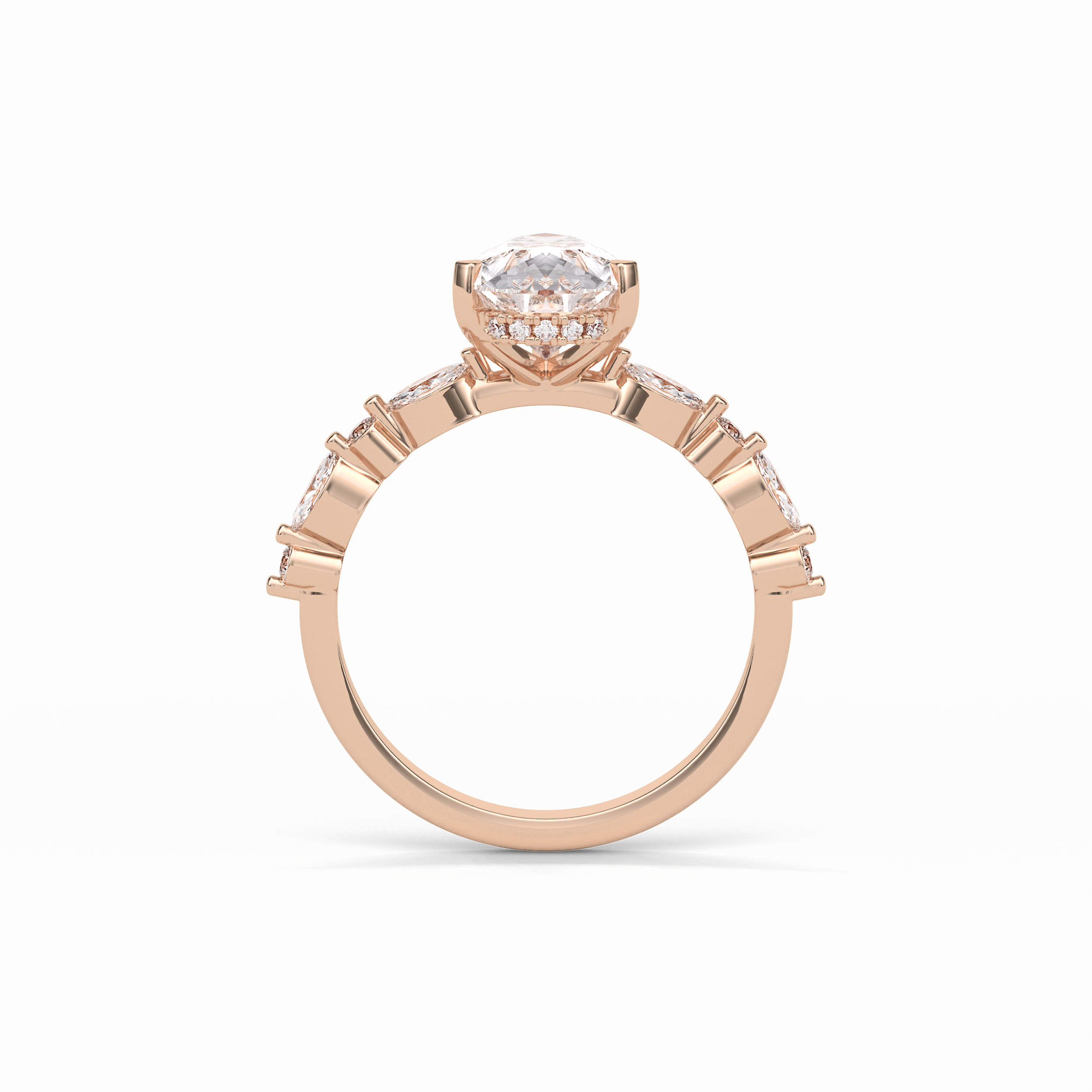 Pear Dainty Pave Lab Grown Diamond Engagement Ring