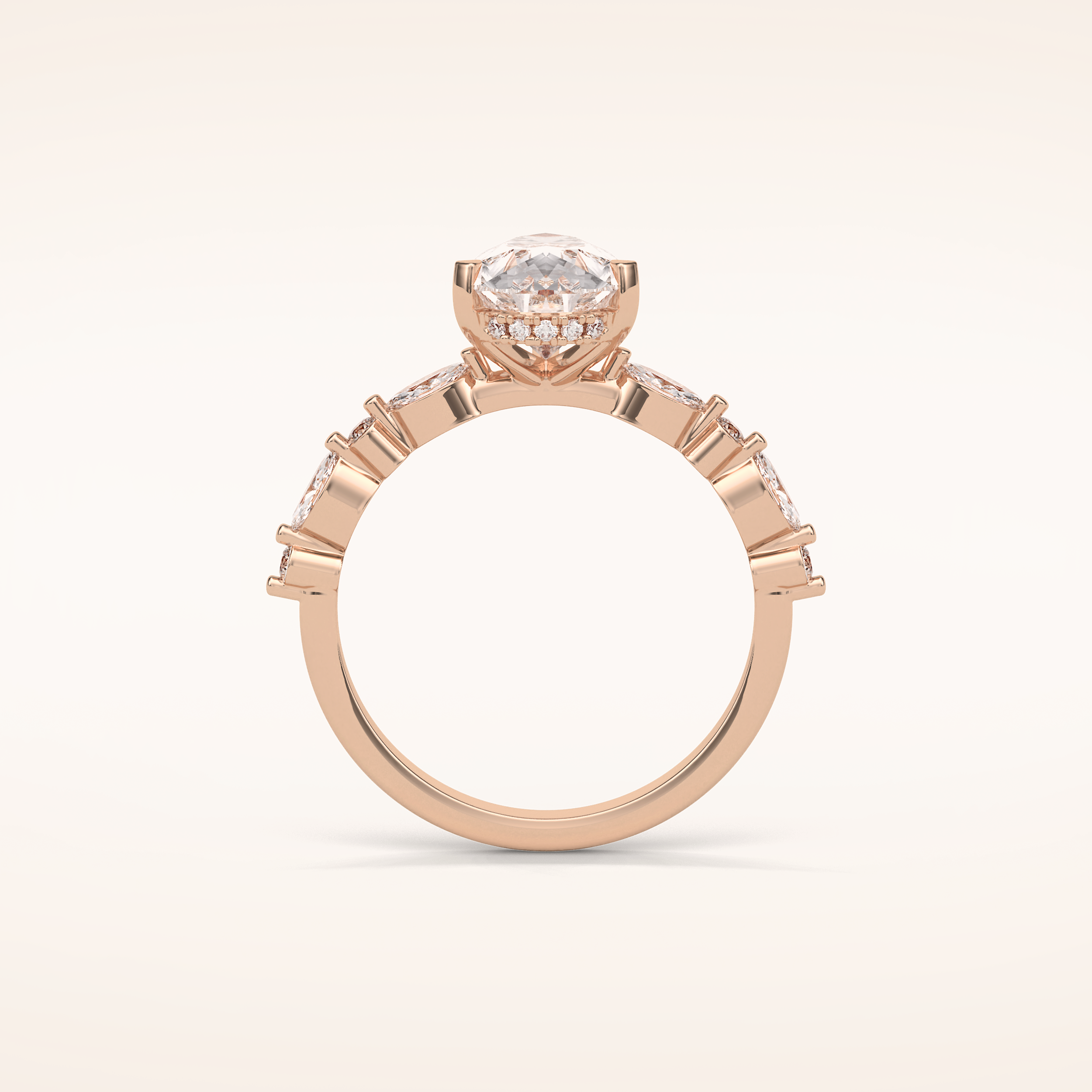 1.93 CT Pear Shaped Pave Moissanite Engagement Ring