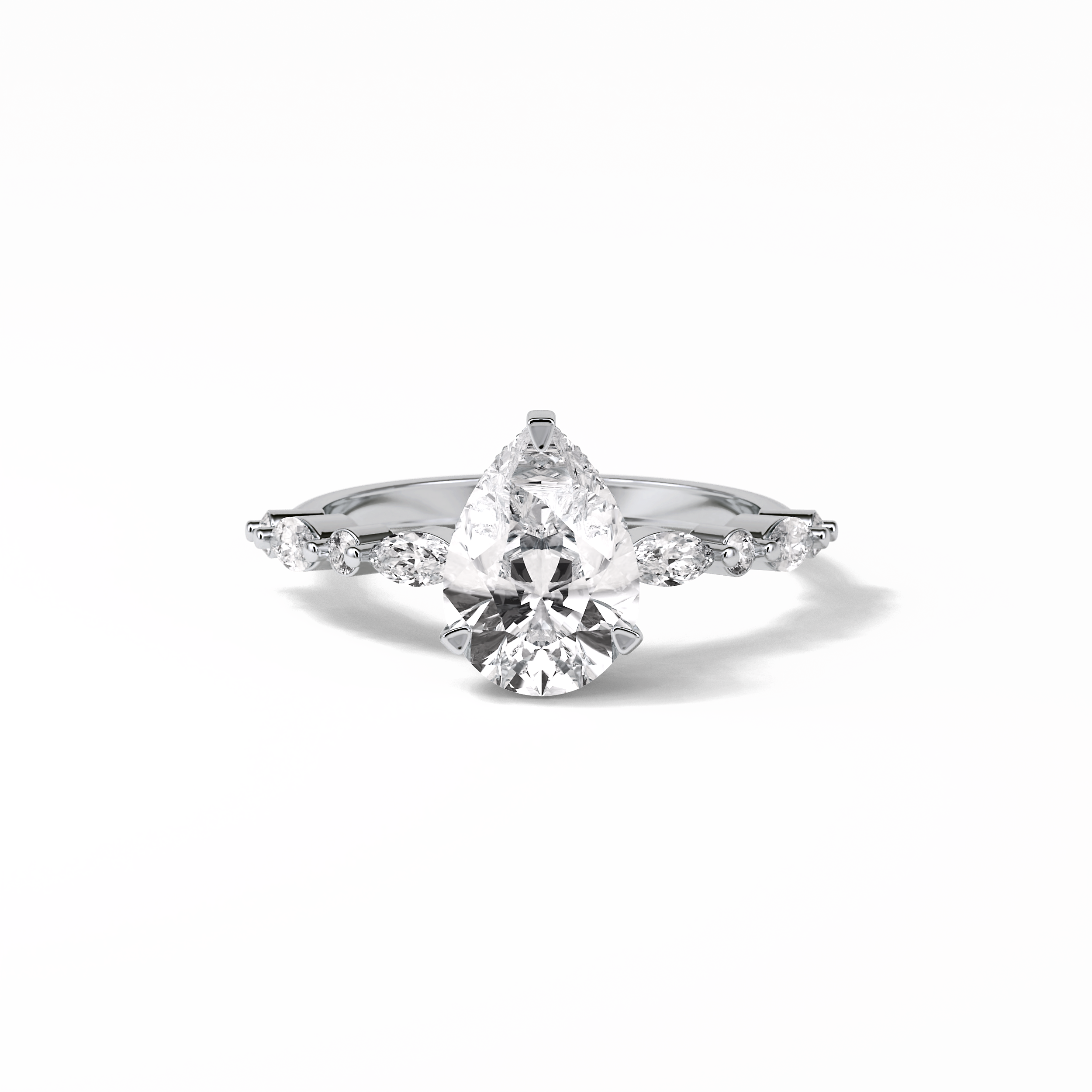 Pear Dainty Pave Lab Grown Diamond Engagement Ring