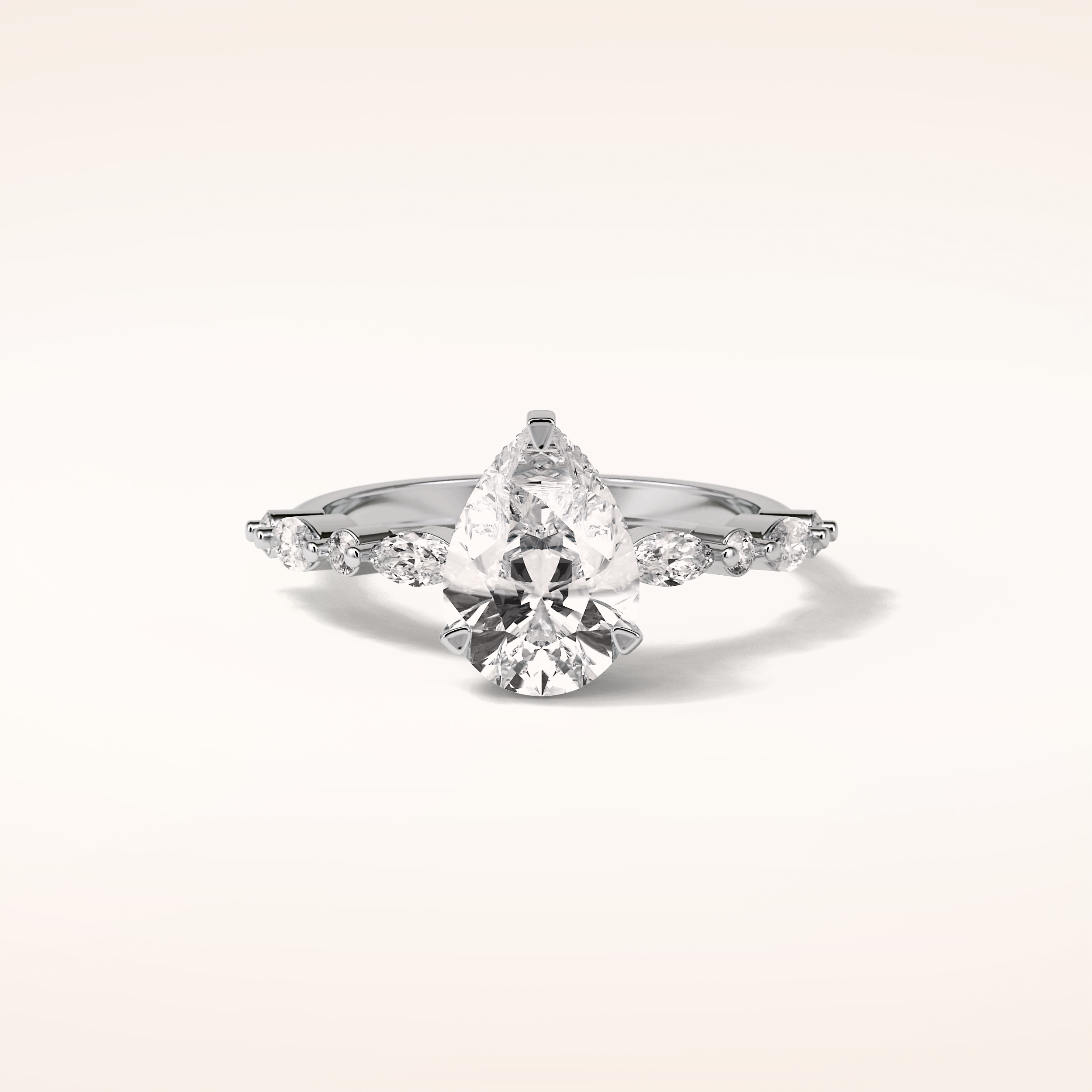 1.93 CT Pear Shaped Pave Moissanite Engagement Ring