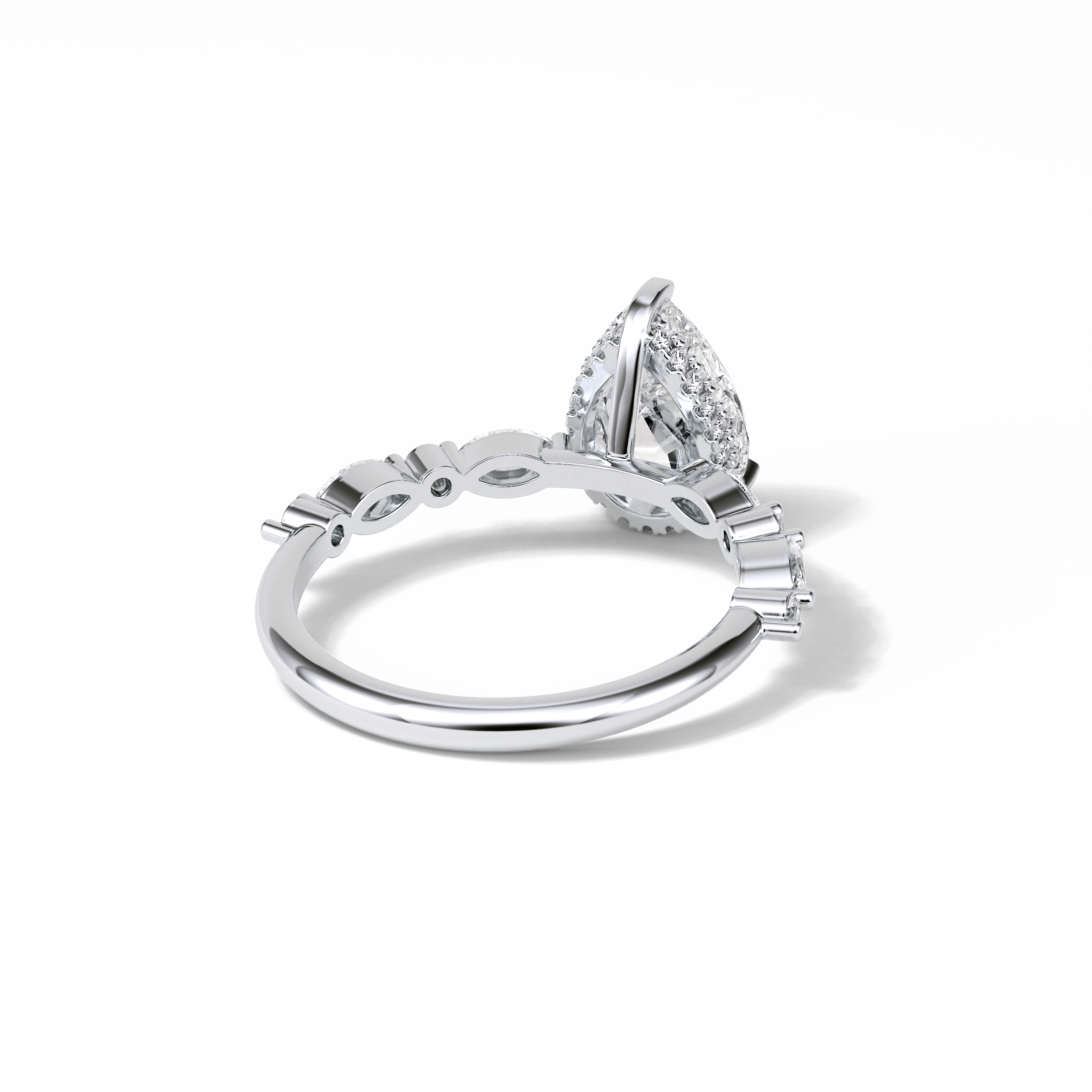 Pear Dainty Pave Lab Grown Diamond Engagement Ring
