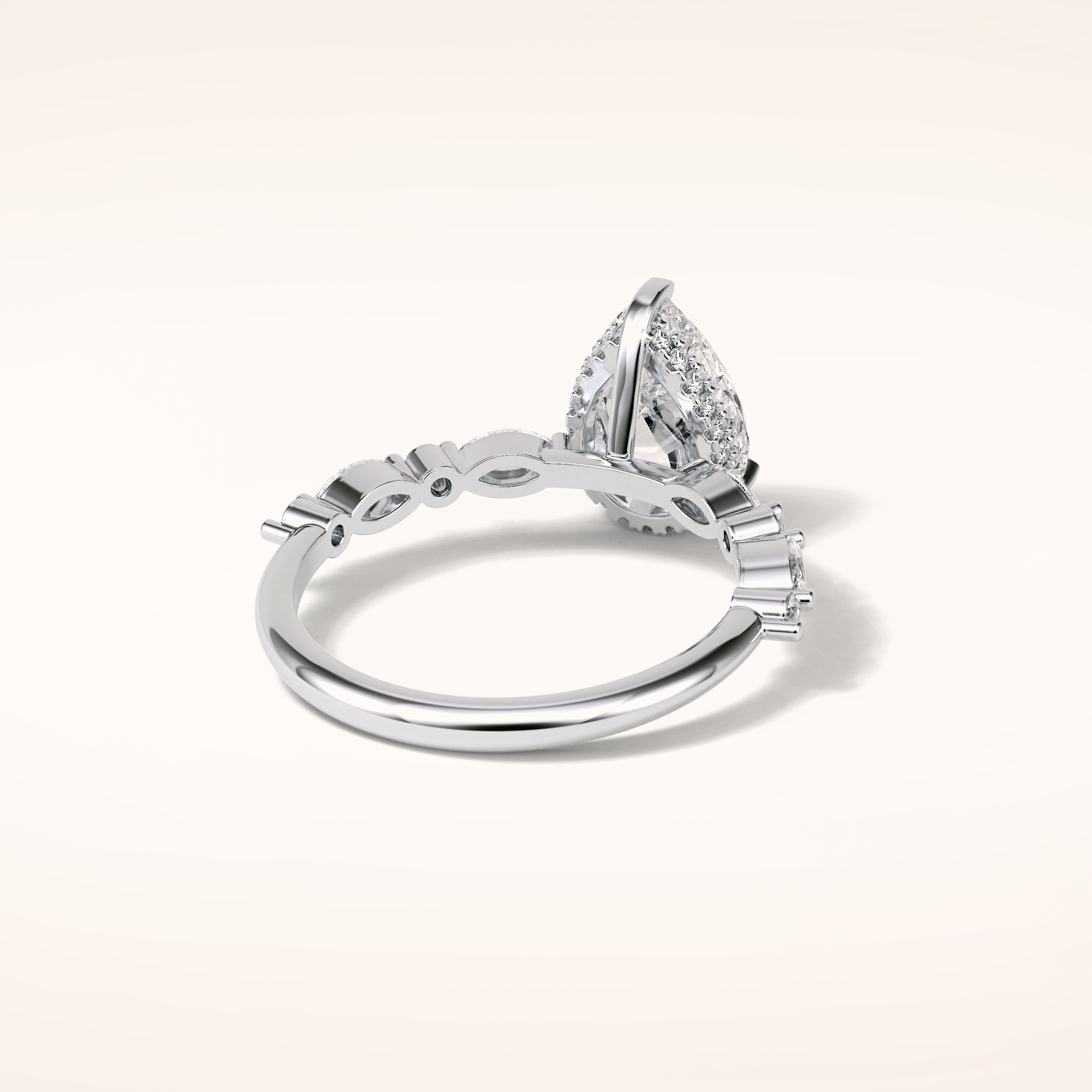 1.93 CT Pear Shaped Pave Moissanite Engagement Ring