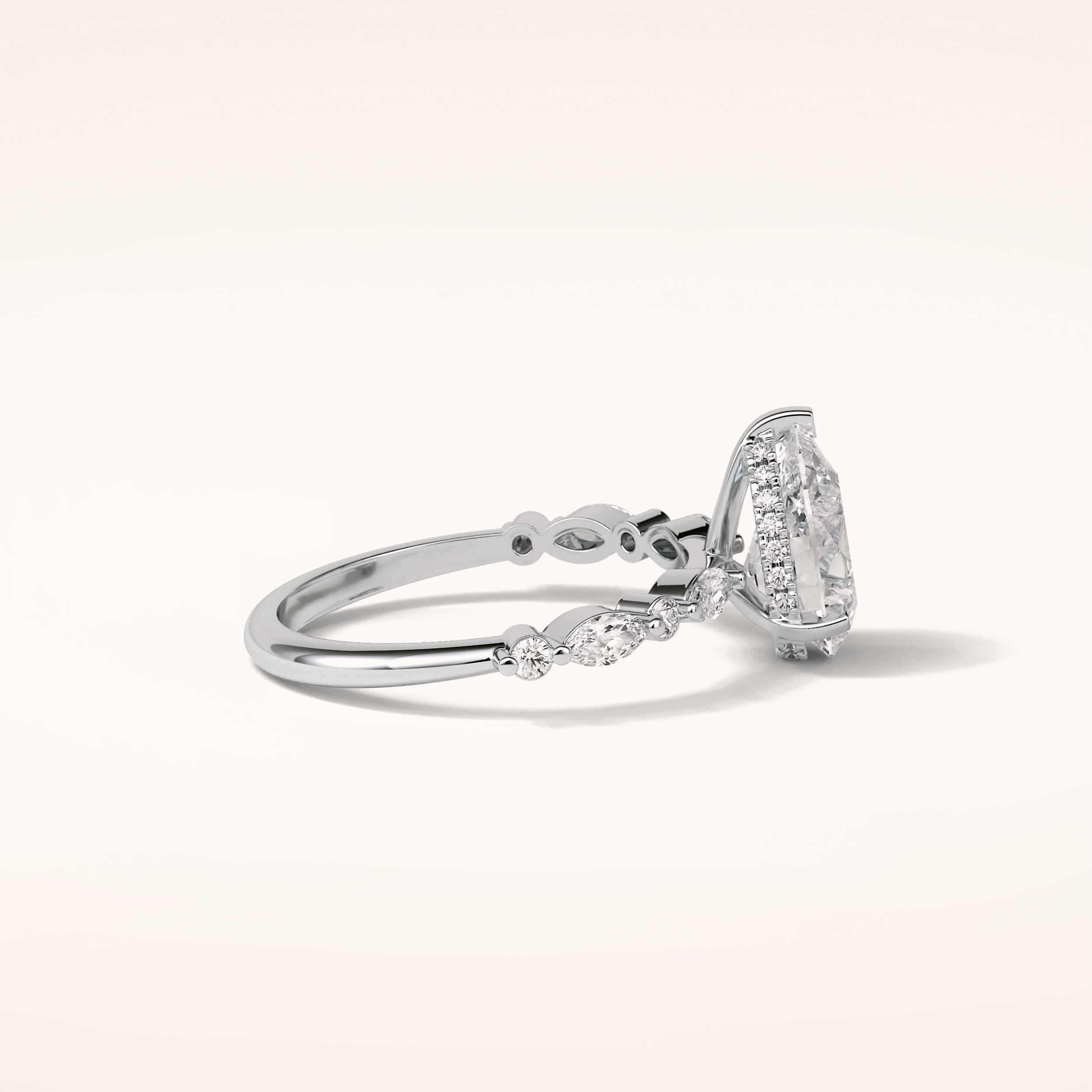 1.93 CT Pear Shaped Pave Moissanite Engagement Ring