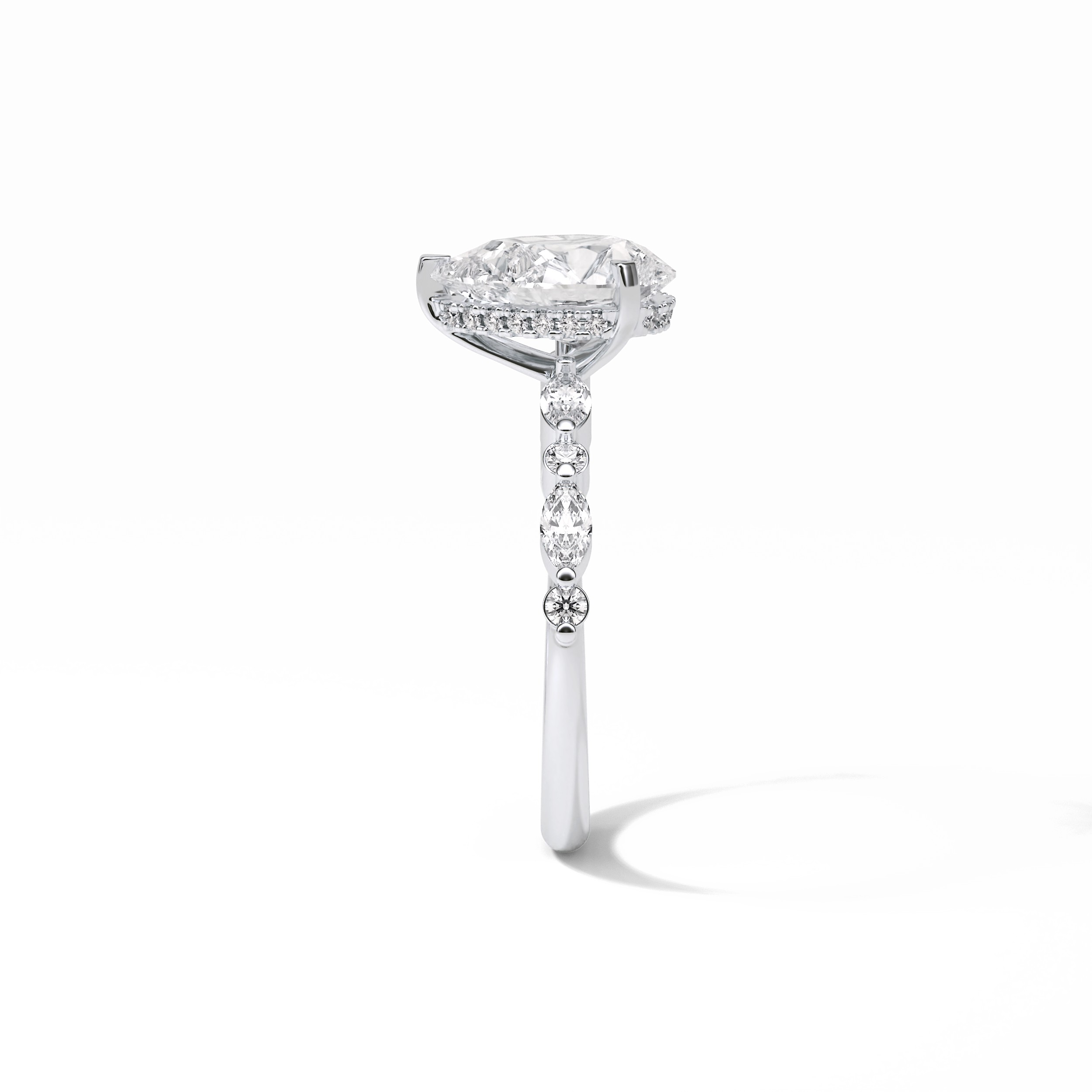 Pear Dainty Pave Lab Grown Diamond Engagement Ring