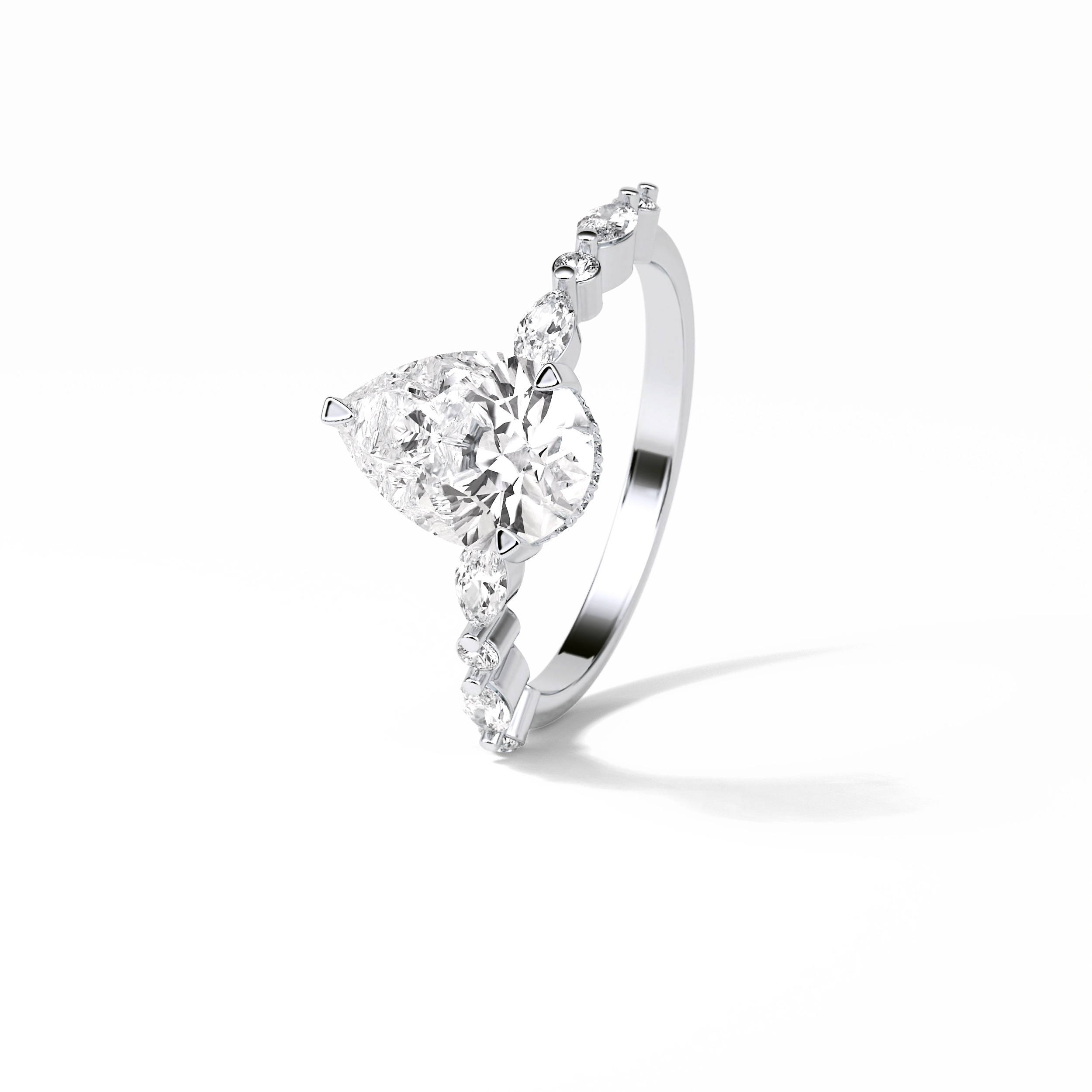 Pear Dainty Pave Lab Grown Diamond Engagement Ring