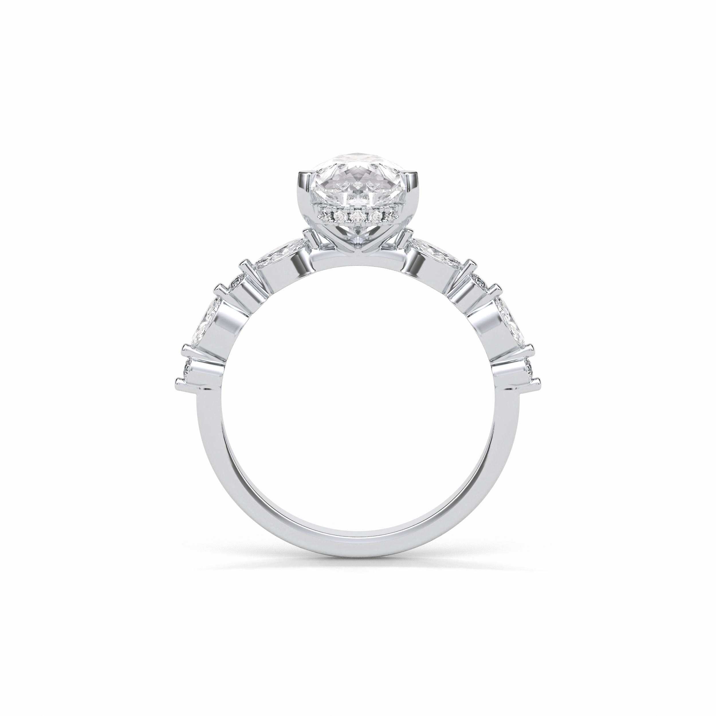 Pear Dainty Pave Lab Grown Diamond Engagement Ring
