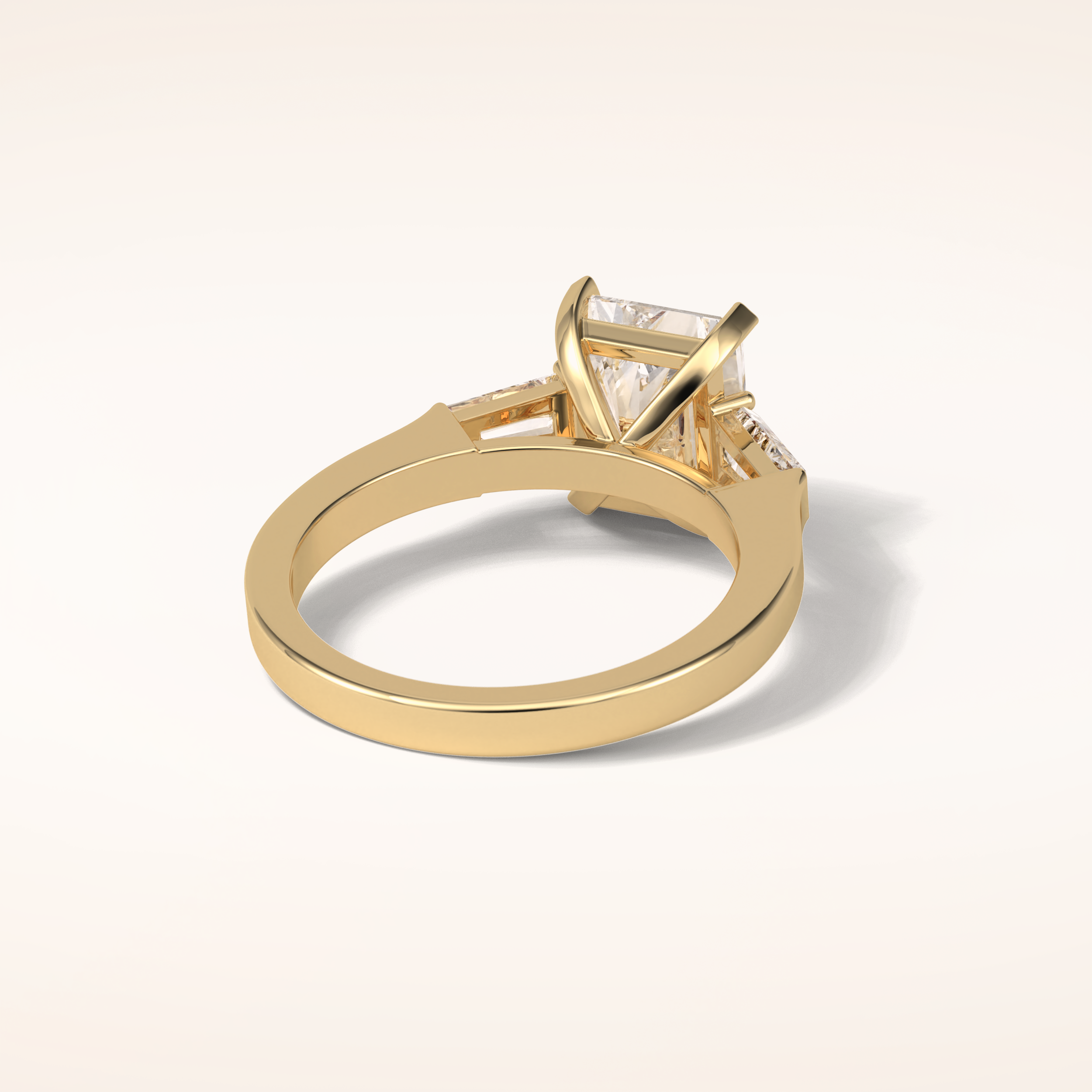 2.3 CT Radiant Shaped Three Stones Moissanite Engagement Ring