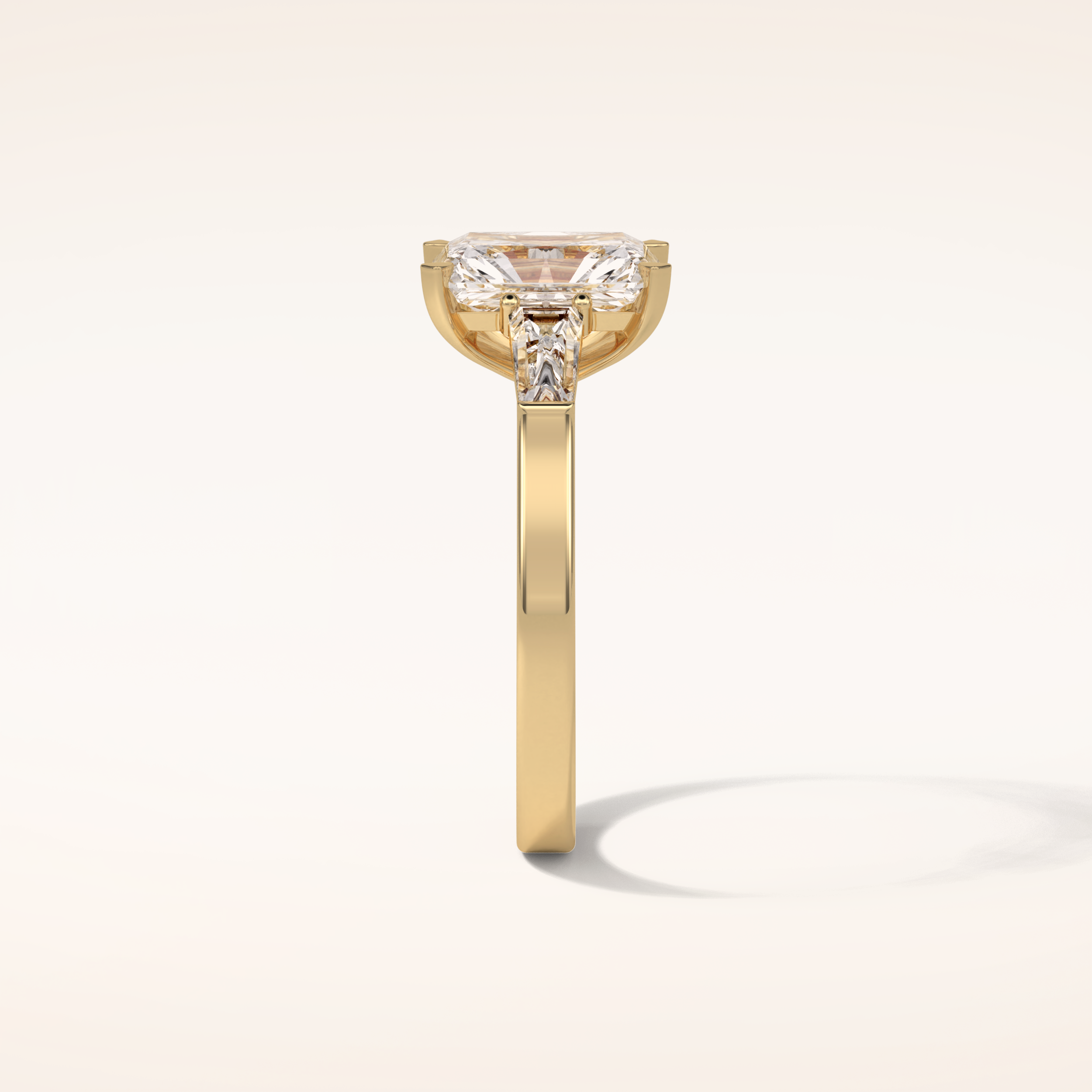 2.3 CT Radiant Shaped Three Stones Moissanite Engagement Ring