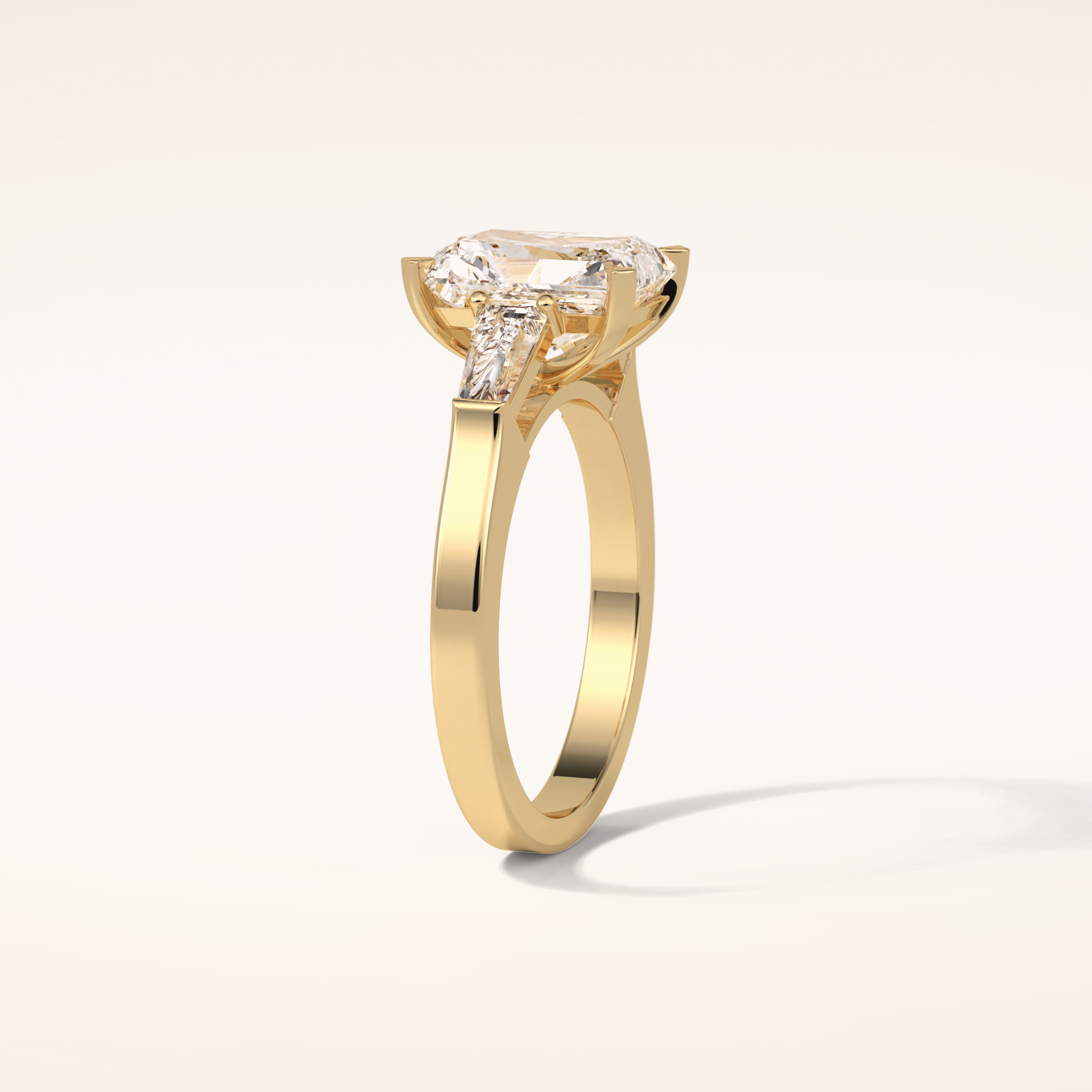 2.3 CT Radiant Shaped Three Stones Moissanite Engagement Ring