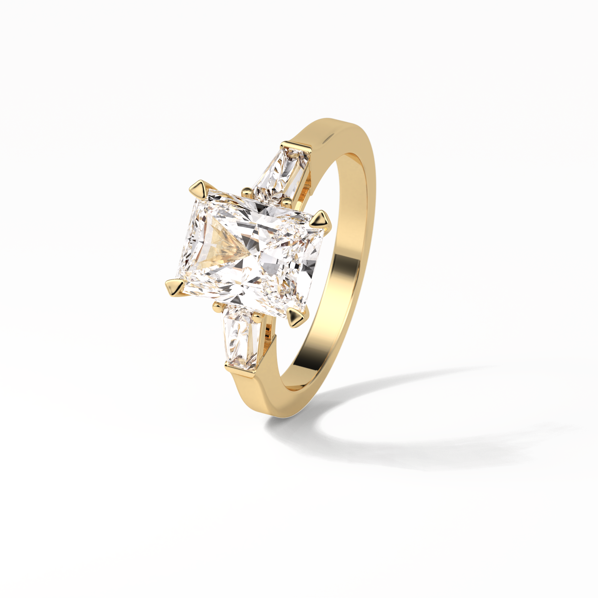 Radiant Three Stone Lab Grown Diamond Engagement Ring