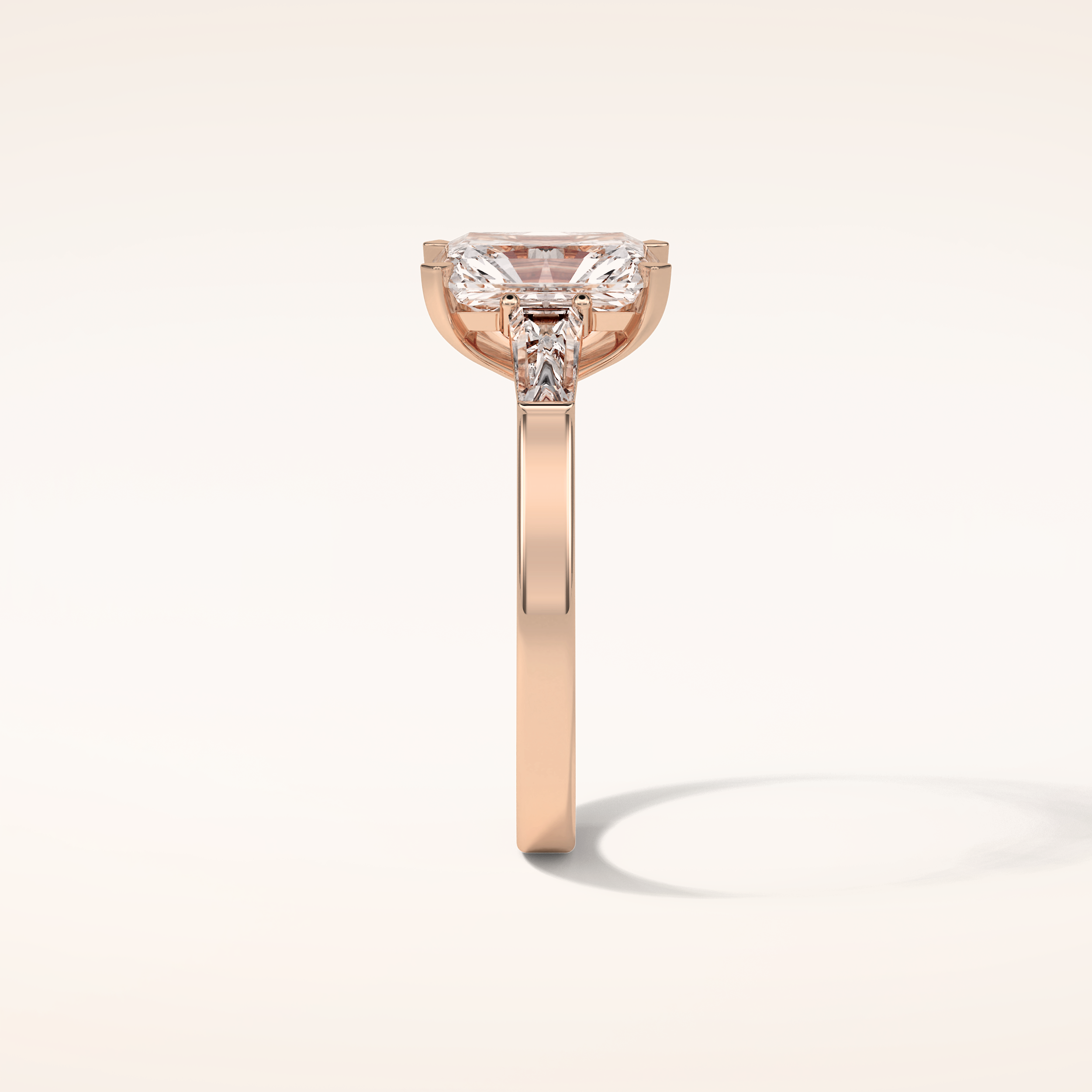 2.3 CT Radiant Shaped Three Stones Moissanite Engagement Ring