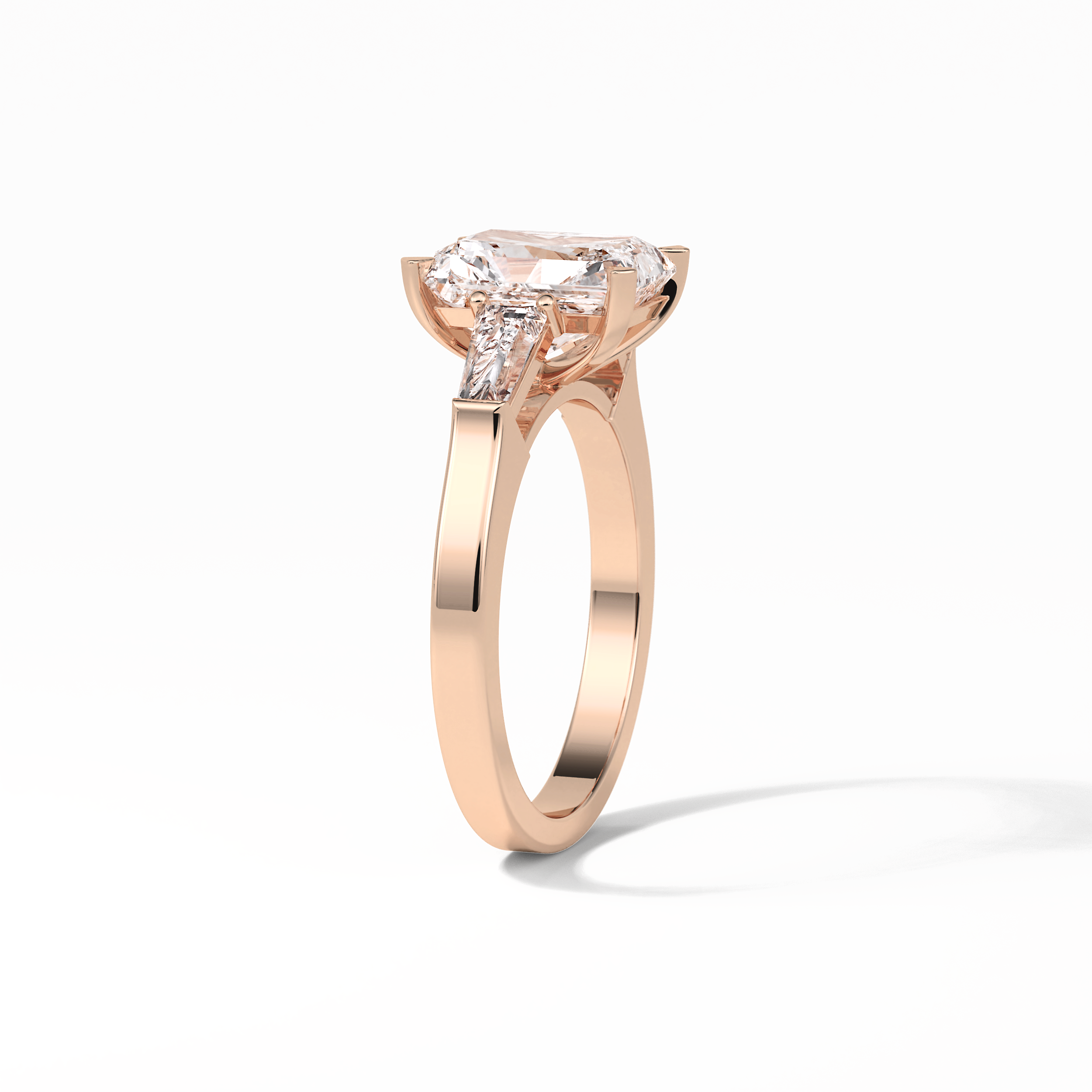 Radiant Three Stone Lab Grown Diamond Engagement Ring
