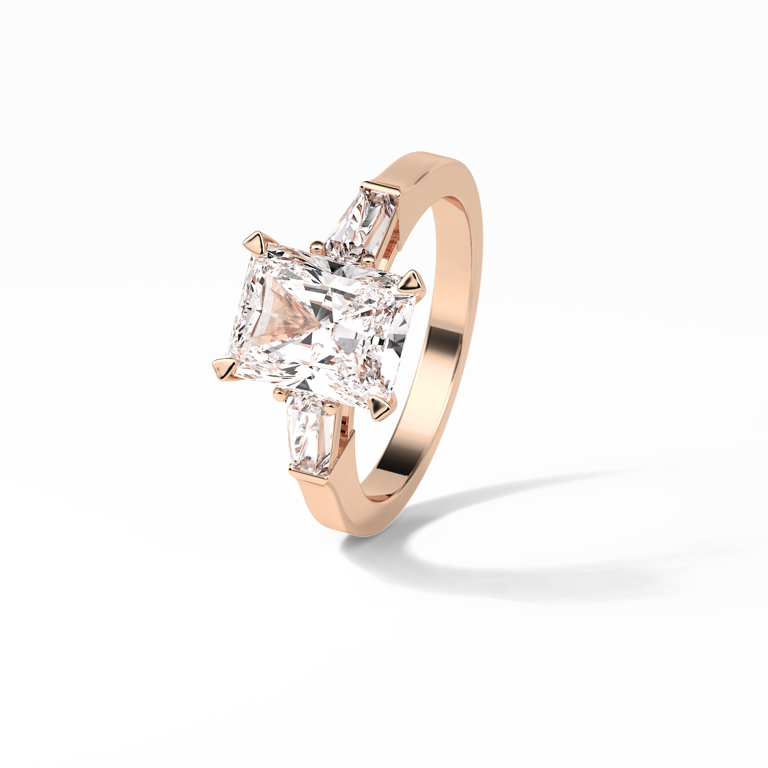 Radiant Three Stone Lab Grown Diamond Engagement Ring