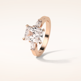 2.3 CT Radiant Shaped Three Stones Moissanite Engagement Ring