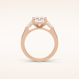 2.3 CT Radiant Shaped Three Stones Moissanite Engagement Ring