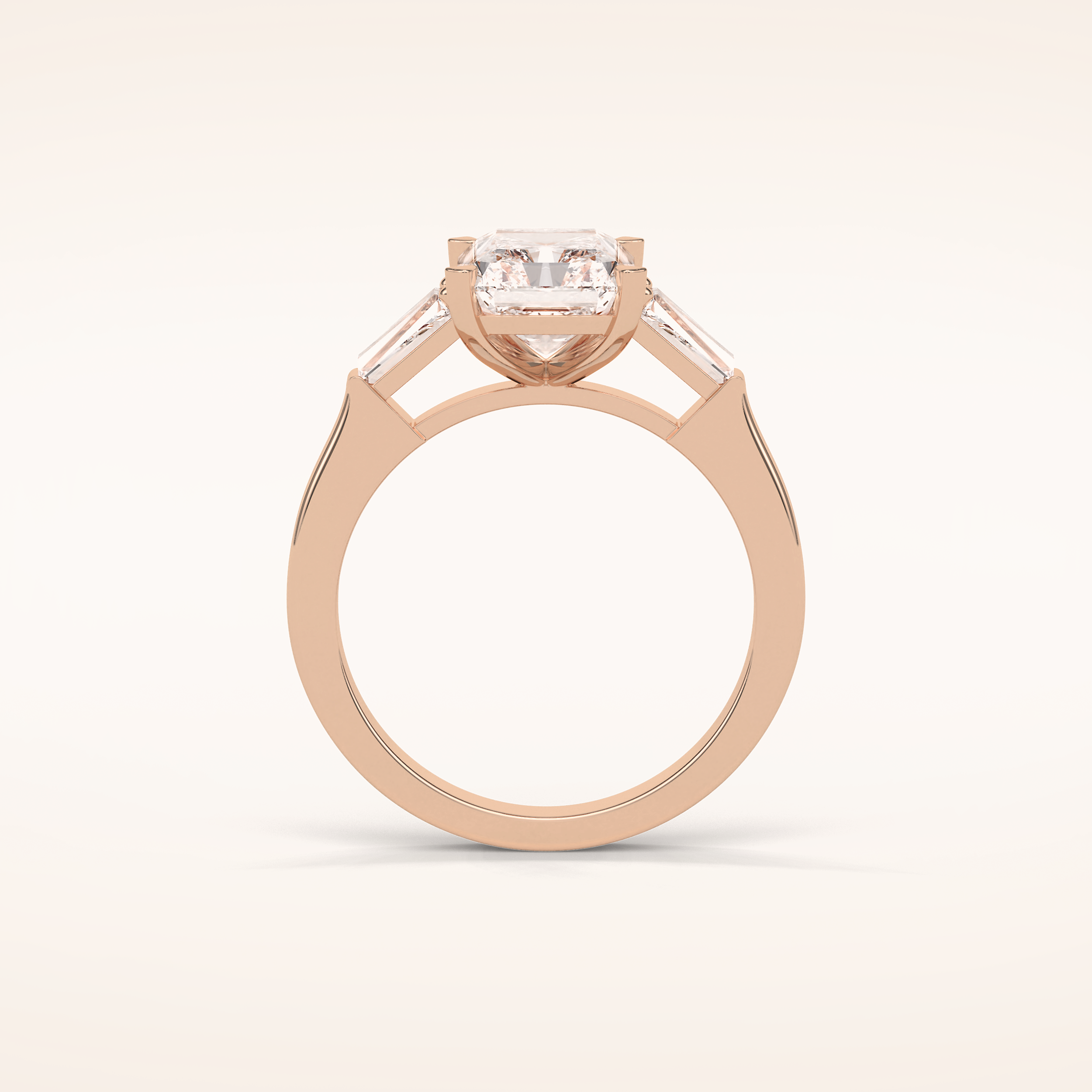 2.3 CT Radiant Shaped Three Stones Moissanite Engagement Ring