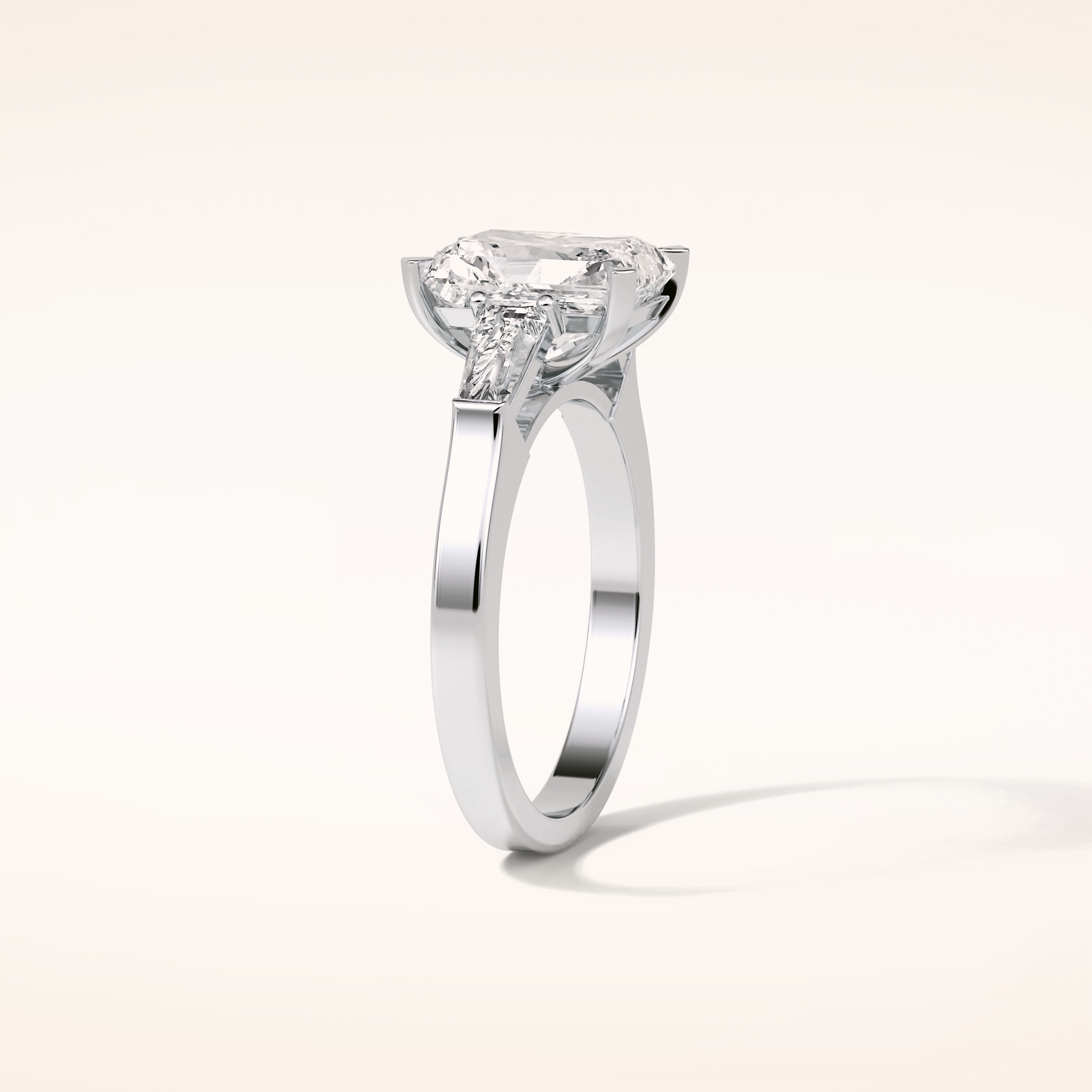 2.3 CT Radiant Shaped Three Stones Moissanite Engagement Ring