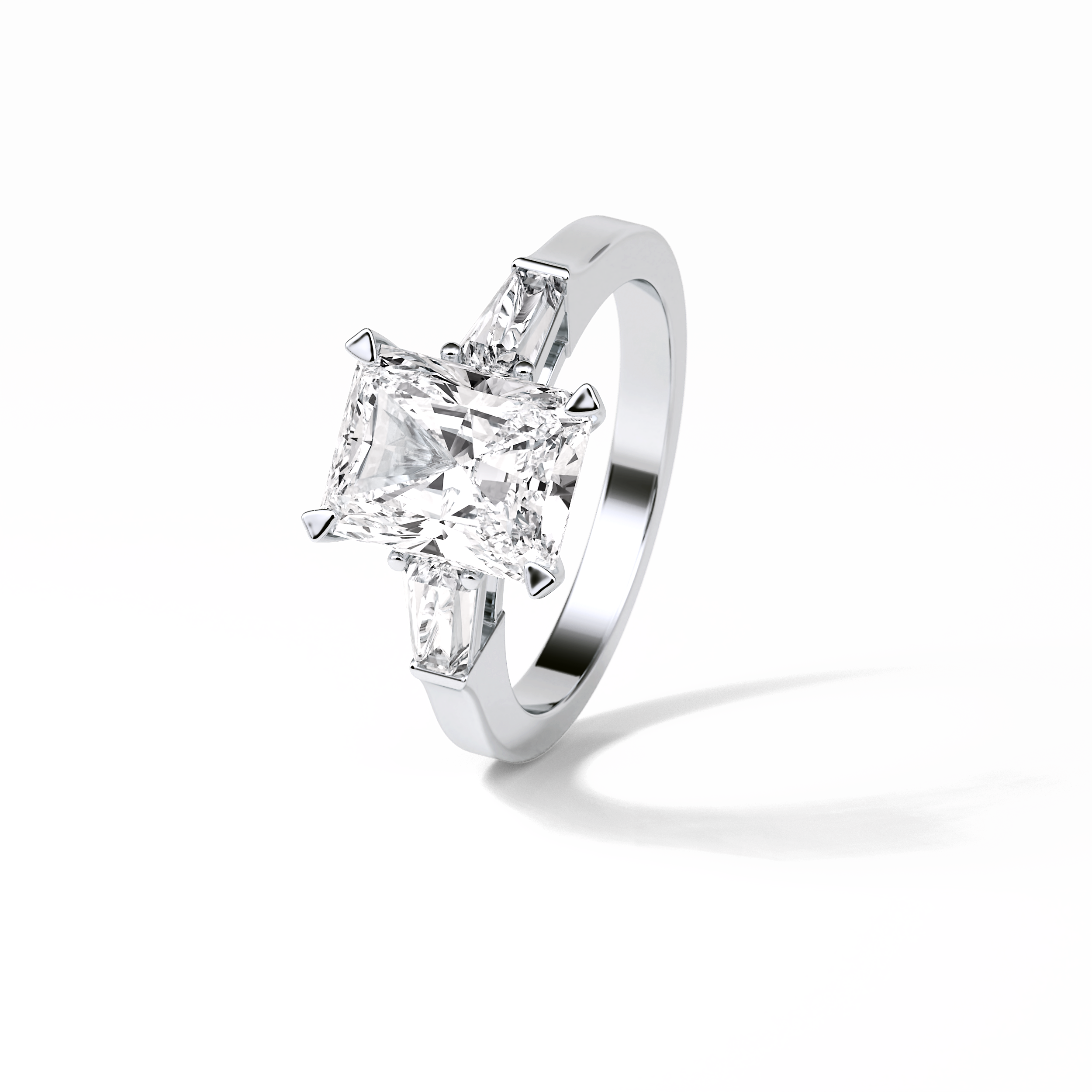 Radiant Three Stone Lab Grown Diamond Engagement Ring