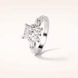 2.3 CT Radiant Shaped Three Stones Moissanite Engagement Ring