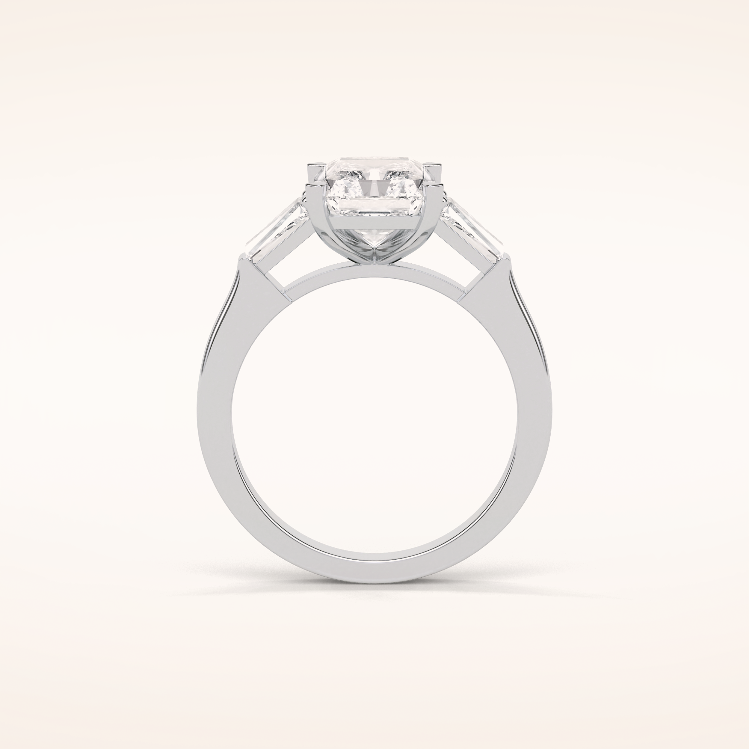 2.3 CT Radiant Shaped Three Stones Moissanite Engagement Ring