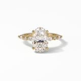 Oval Hidden Halo & Dainty Lab Grown Diamond Engagement Ring