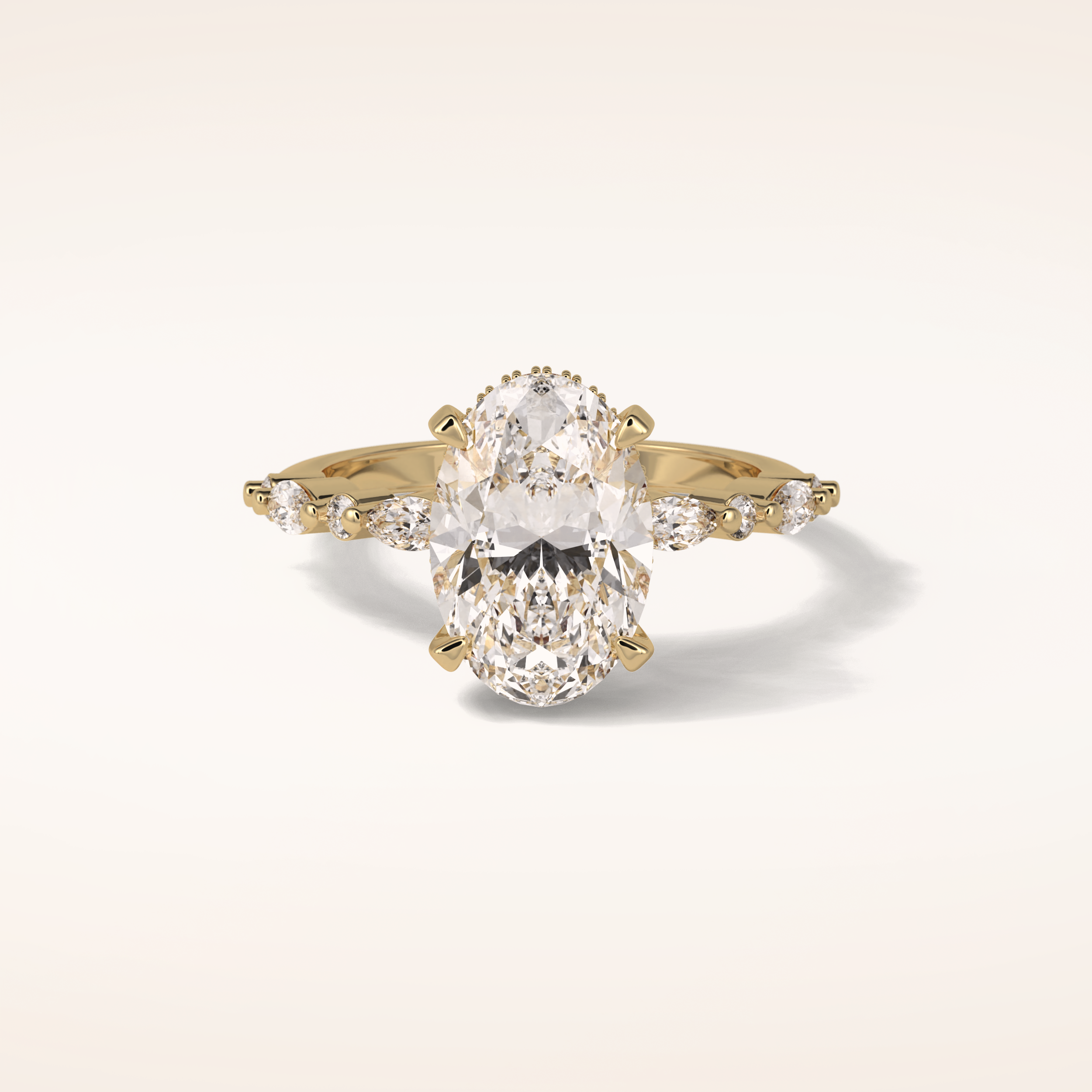 4 CT Oval Shaped Pave Moissanite Engagement Ring