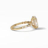 Oval Hidden Halo & Dainty Lab Grown Diamond Engagement Ring