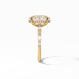 Oval Hidden Halo & Dainty Lab Grown Diamond Engagement Ring