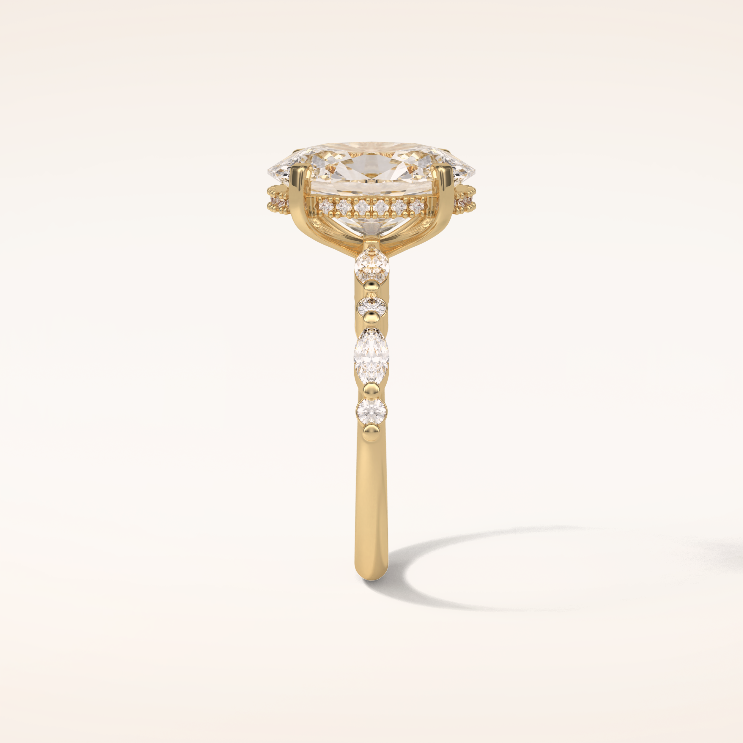 4 CT Oval Shaped Pave Moissanite Engagement Ring