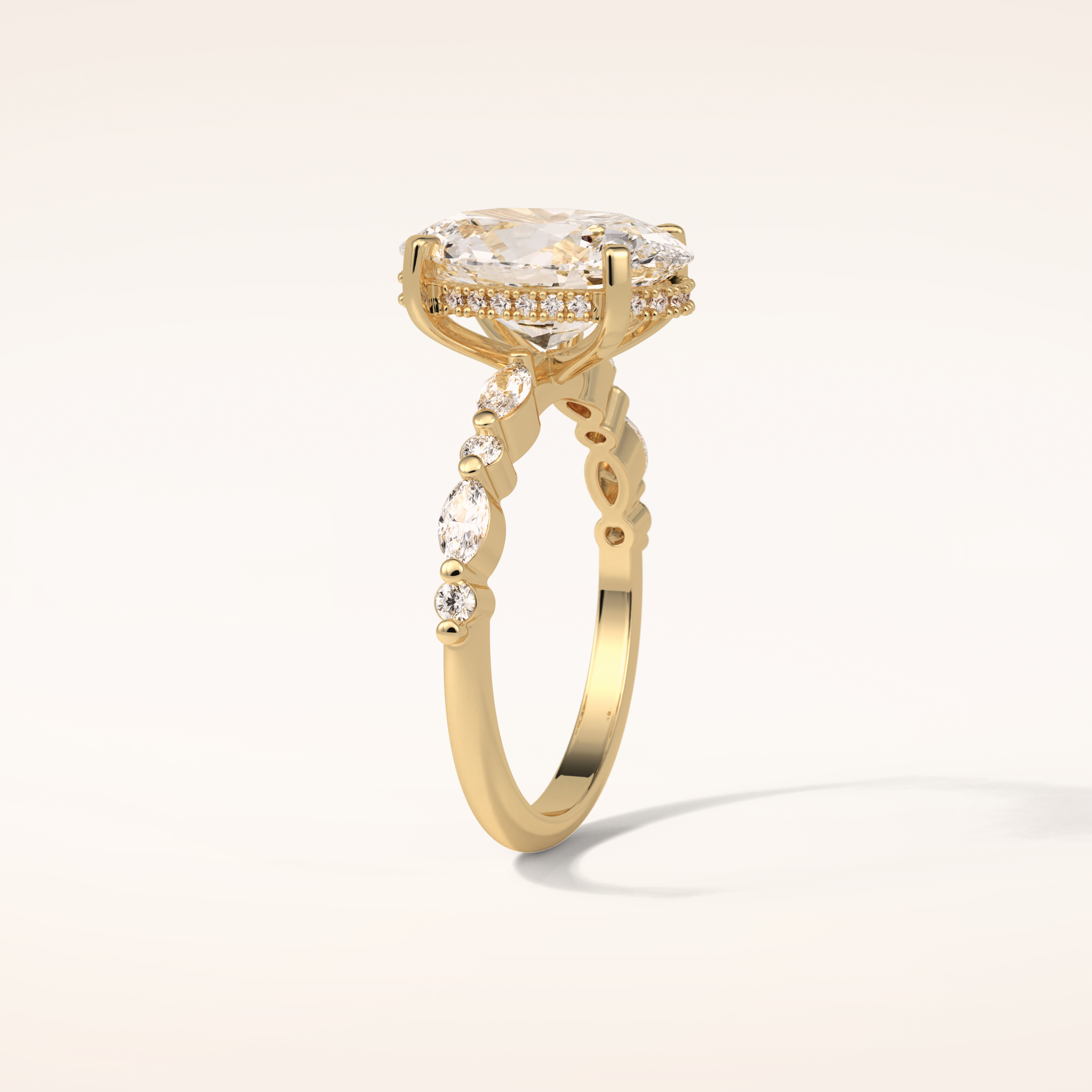 4 CT Oval Shaped Pave Moissanite Engagement Ring