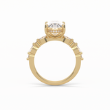 Oval Hidden Halo & Dainty Lab Grown Diamond Engagement Ring