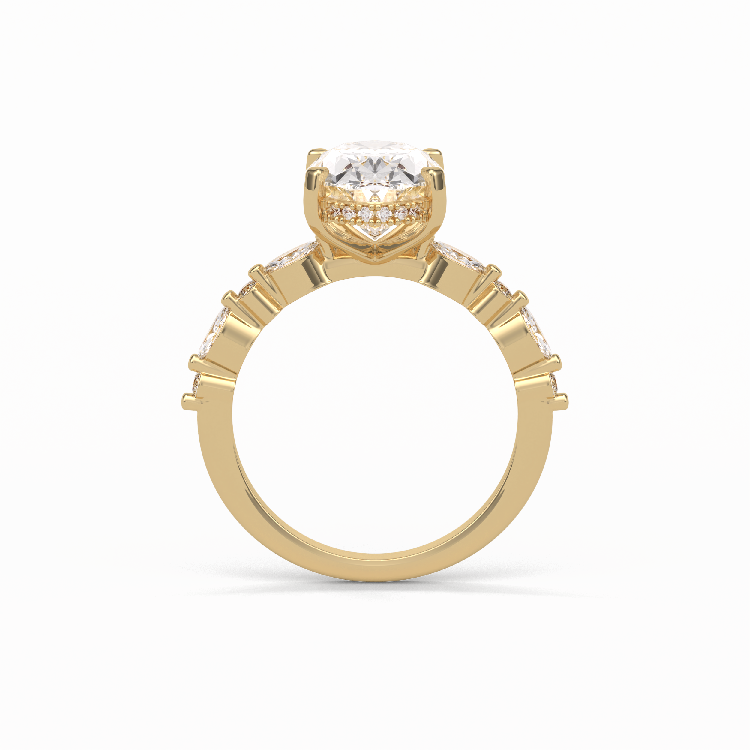 Oval Hidden Halo & Dainty Lab Grown Diamond Engagement Ring
