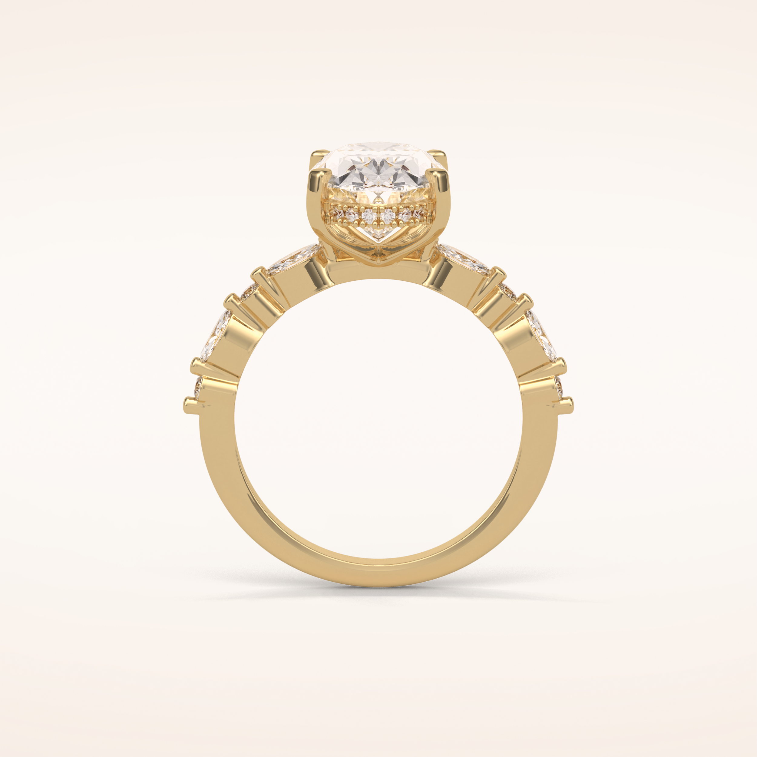 4 CT Oval Shaped Pave Moissanite Engagement Ring