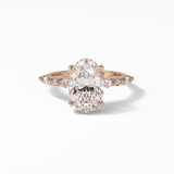 Oval Hidden Halo & Dainty Lab Grown Diamond Engagement Ring