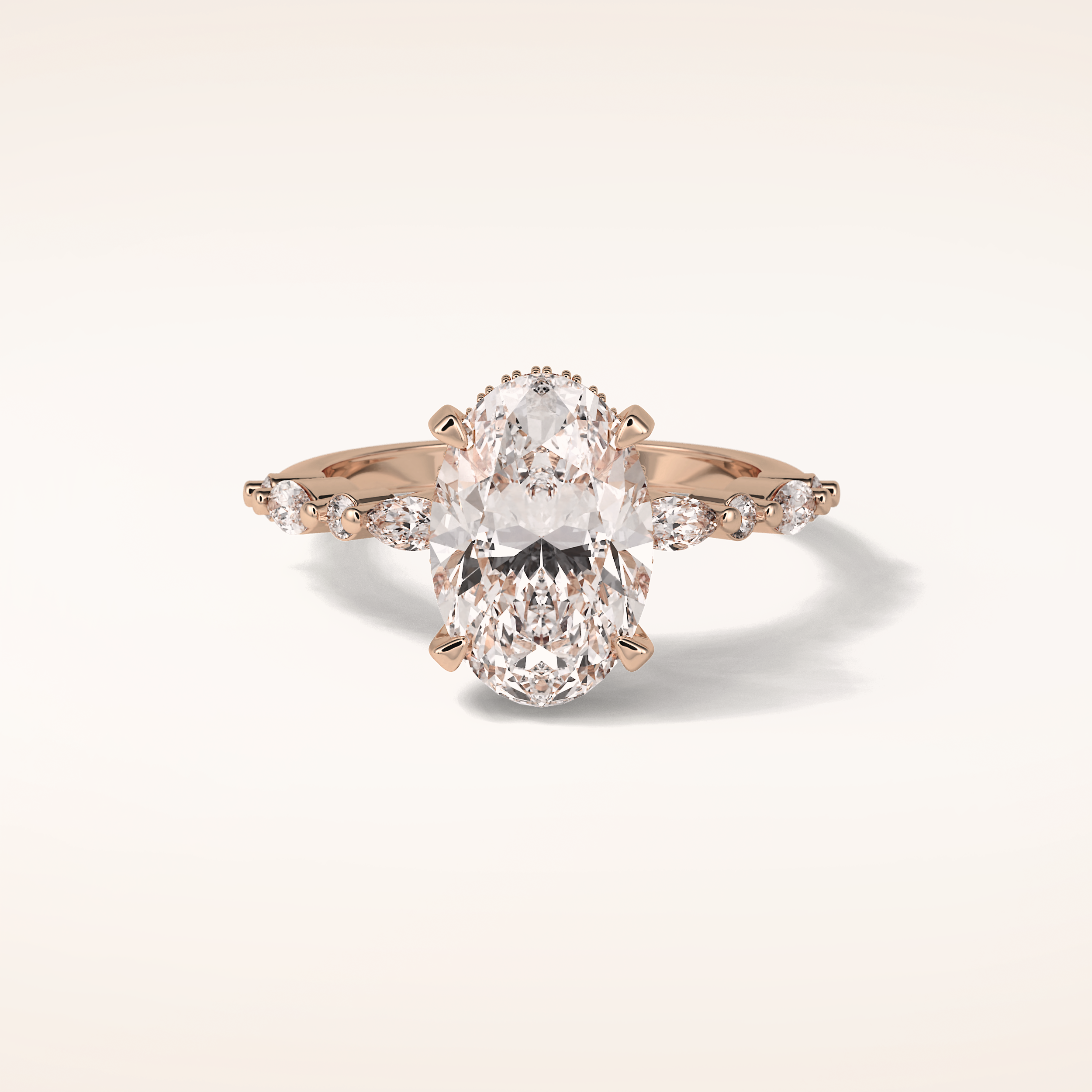 4 CT Oval Shaped Pave Moissanite Engagement Ring