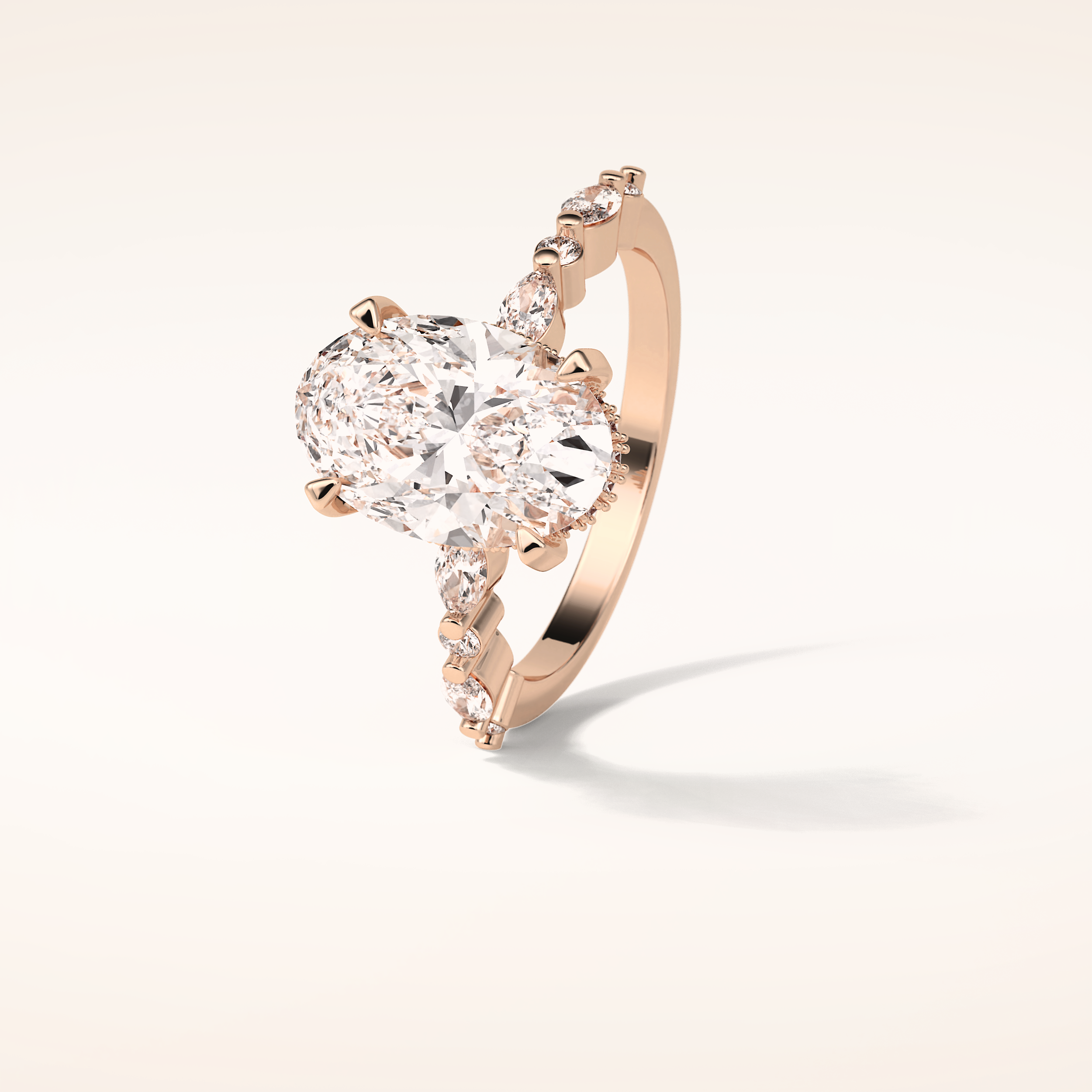 4 CT Oval Shaped Pave Moissanite Engagement Ring