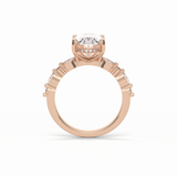 Oval Hidden Halo & Dainty Lab Grown Diamond Engagement Ring