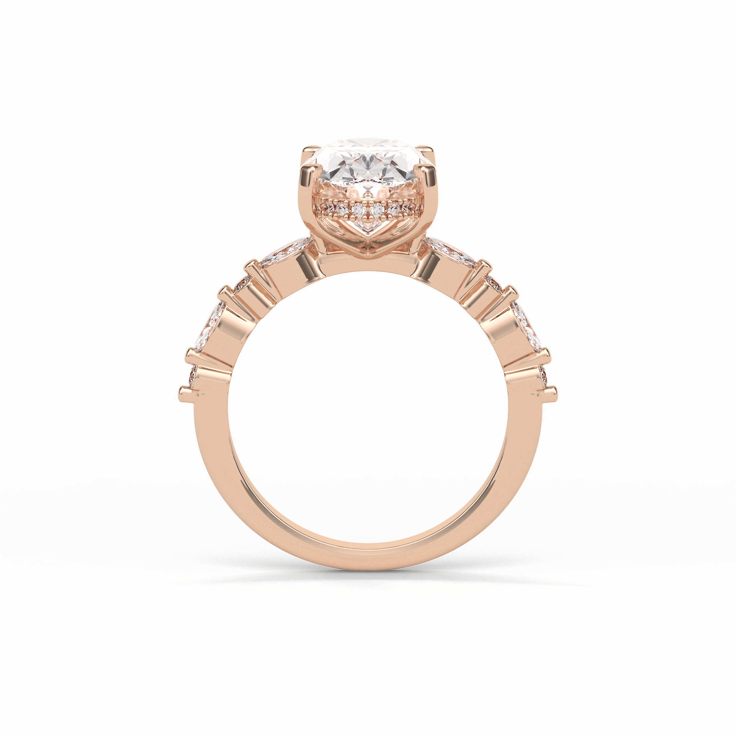 Oval Hidden Halo & Dainty Lab Grown Diamond Engagement Ring