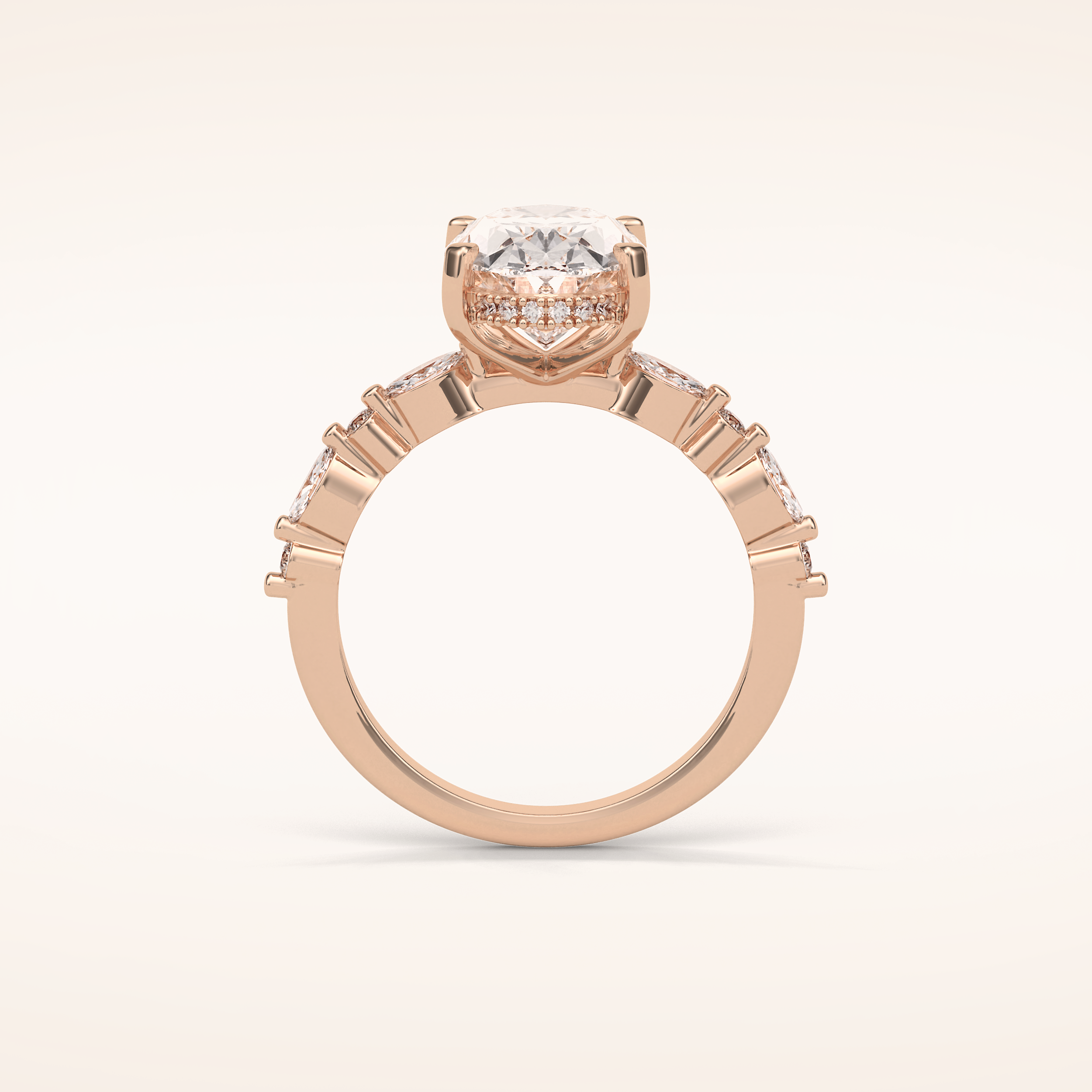 4 CT Oval Shaped Pave Moissanite Engagement Ring