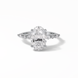 Oval Hidden Halo & Dainty Lab Grown Diamond Engagement Ring