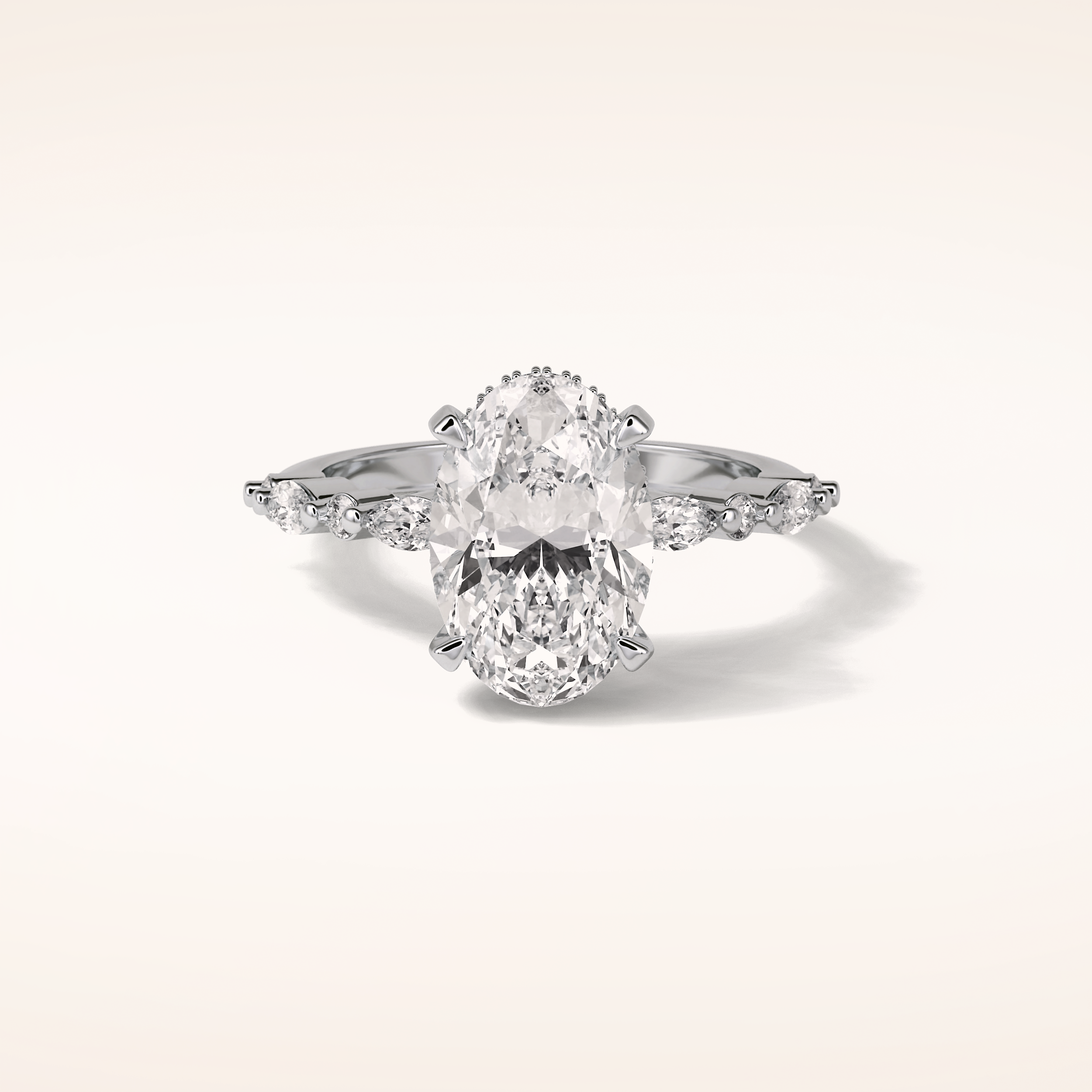 4 CT Oval Shaped Pave Moissanite Engagement Ring