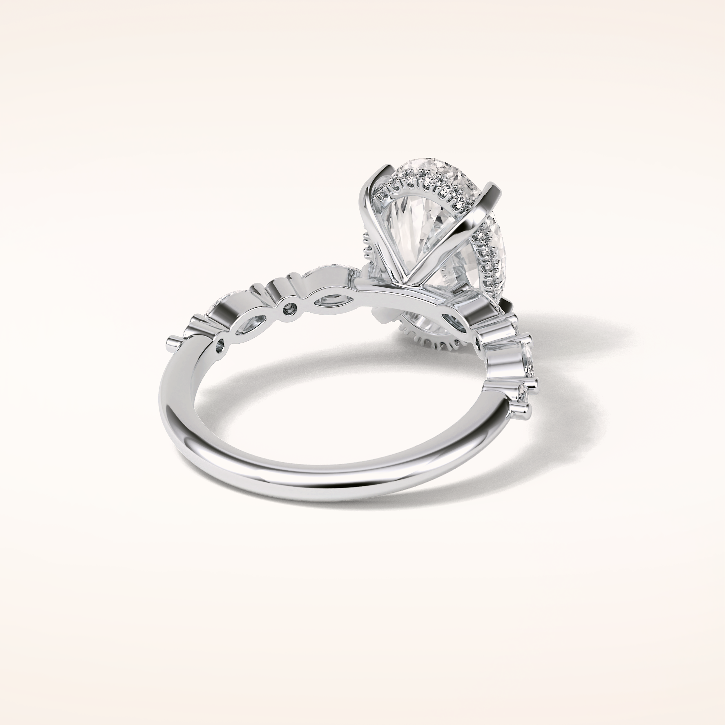 4 CT Oval Shaped Pave Moissanite Engagement Ring