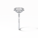 Oval Hidden Halo & Dainty Lab Grown Diamond Engagement Ring