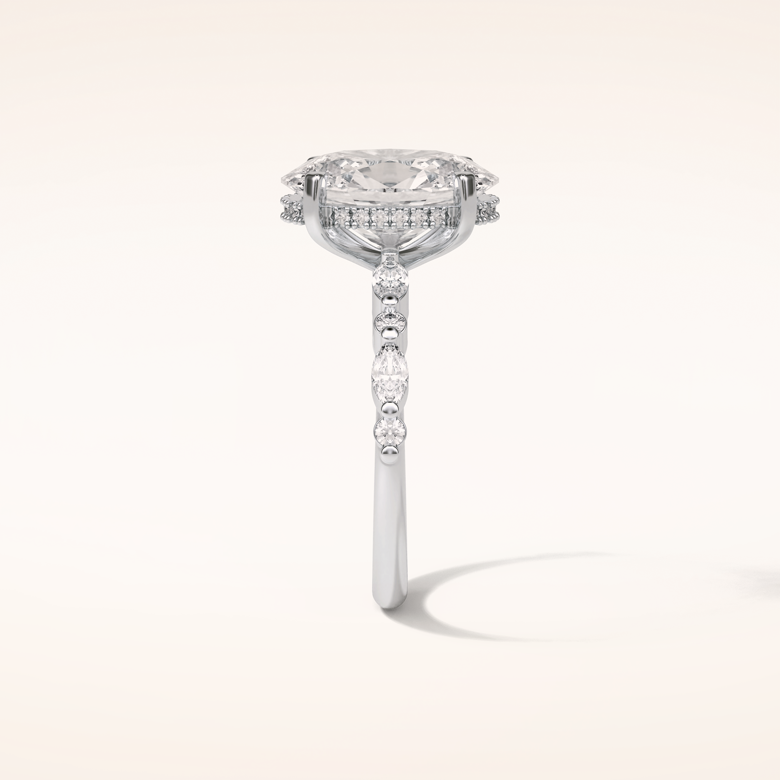 4 CT Oval Shaped Pave Moissanite Engagement Ring