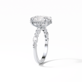 Oval Hidden Halo & Dainty Lab Grown Diamond Engagement Ring