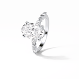 Oval Hidden Halo & Dainty Lab Grown Diamond Engagement Ring