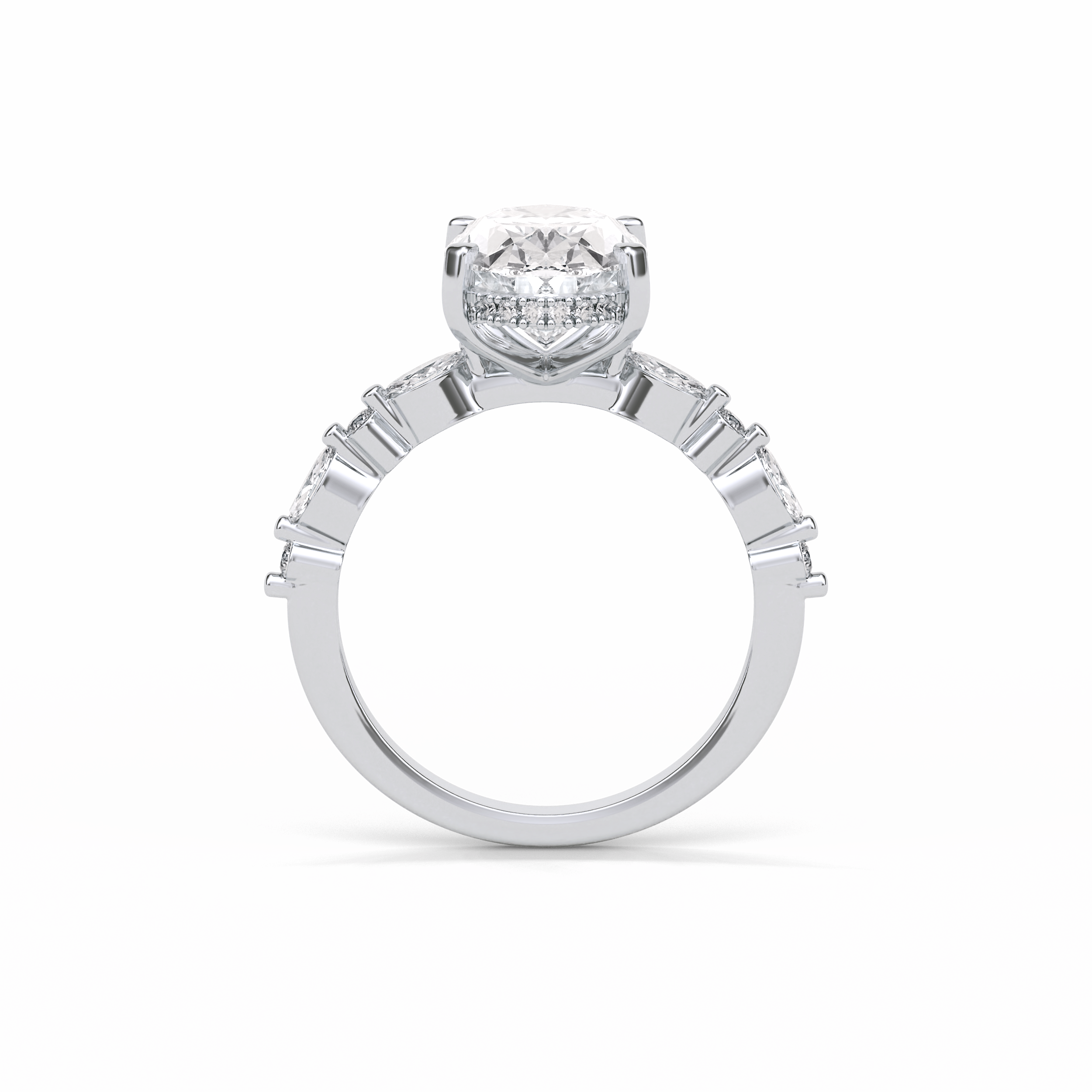 Oval Hidden Halo & Dainty Lab Grown Diamond Engagement Ring