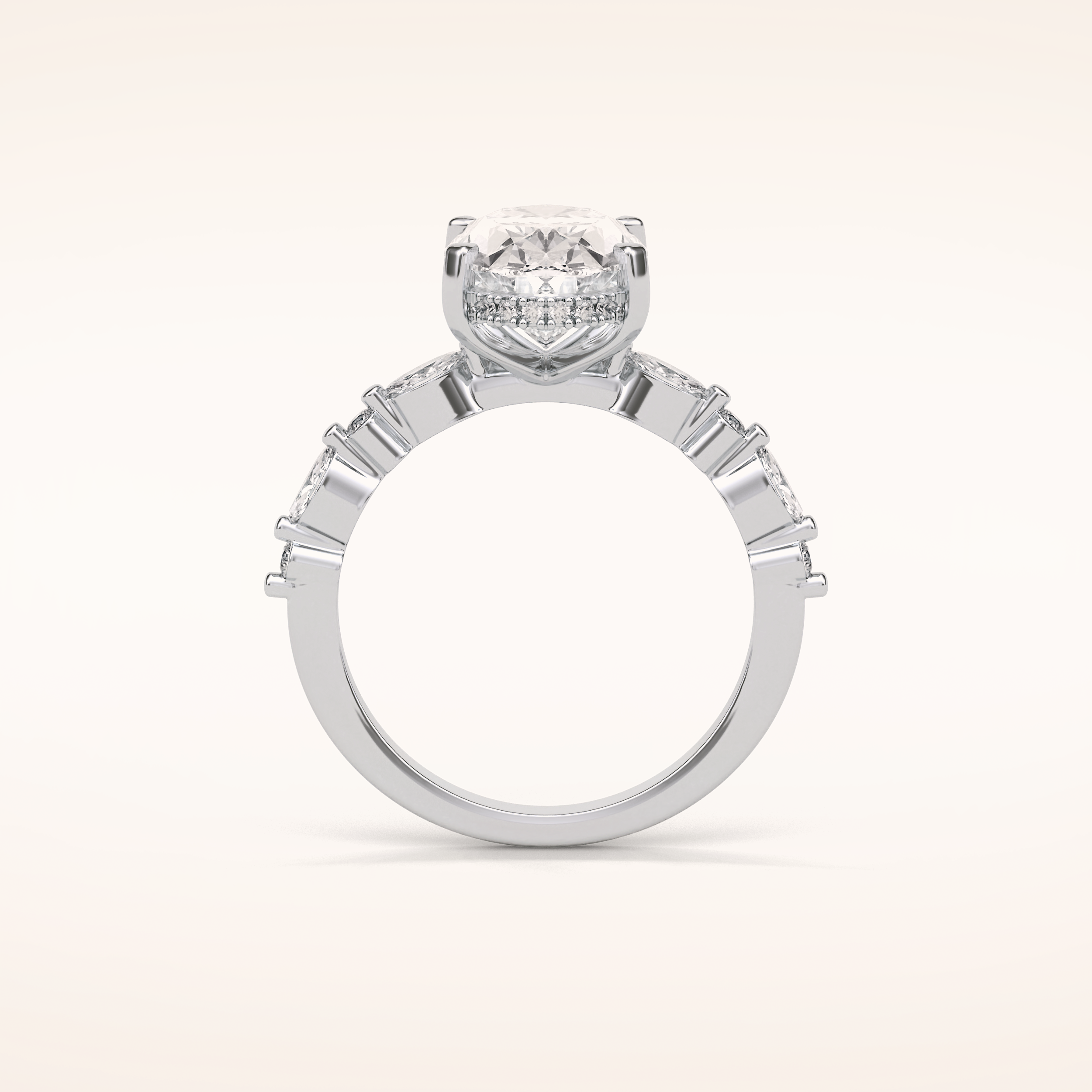 4 CT Oval Shaped Pave Moissanite Engagement Ring